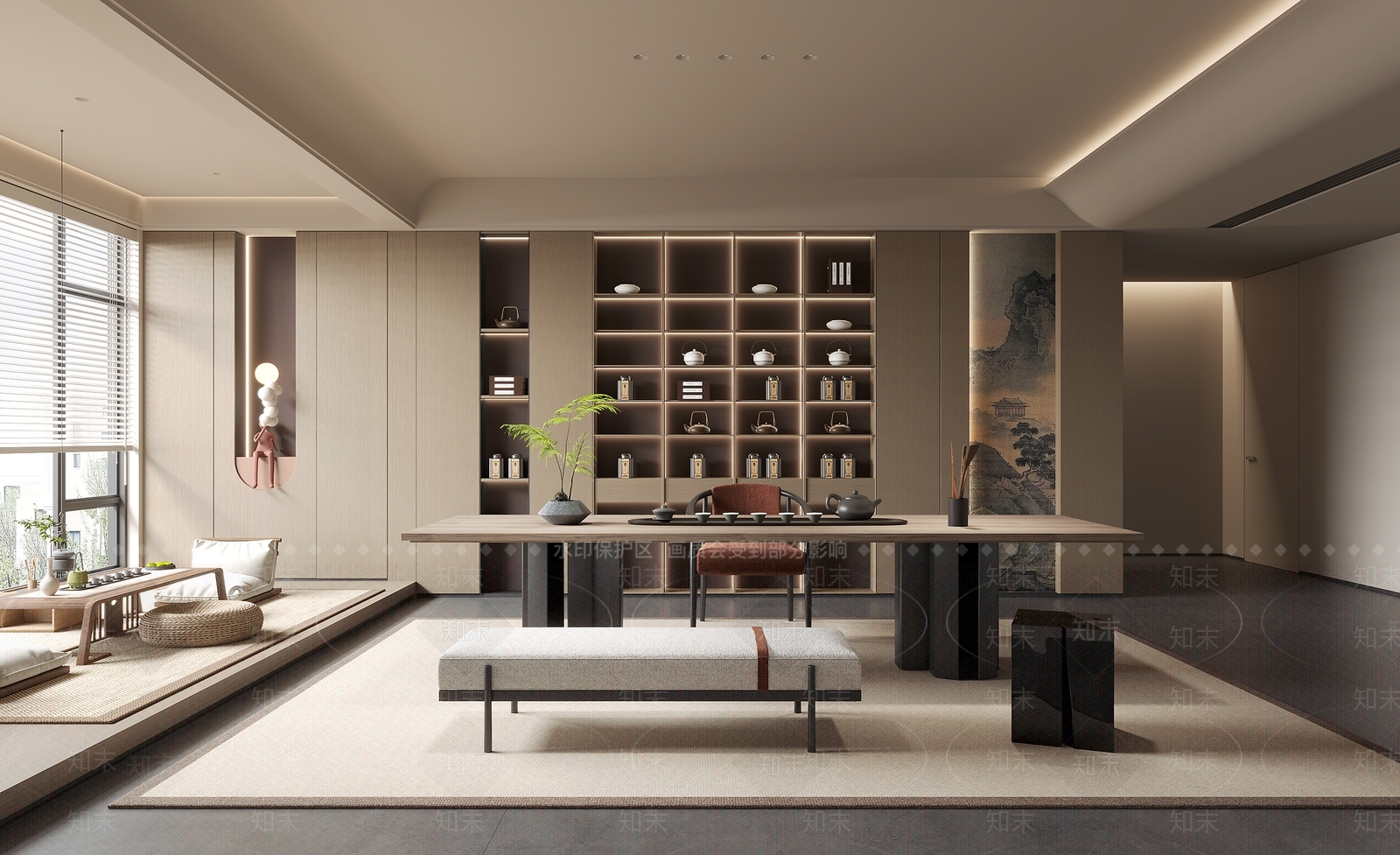 新中式茶室SU模型下载【ID:1187830674】