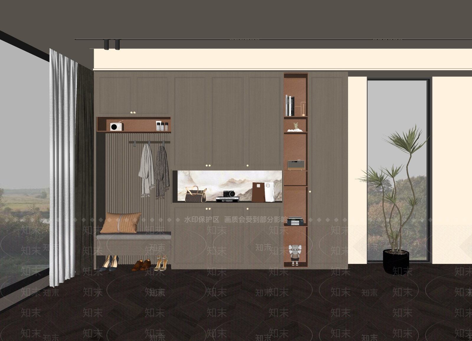 新中式鞋柜SU模型下载【ID:1187831785】
