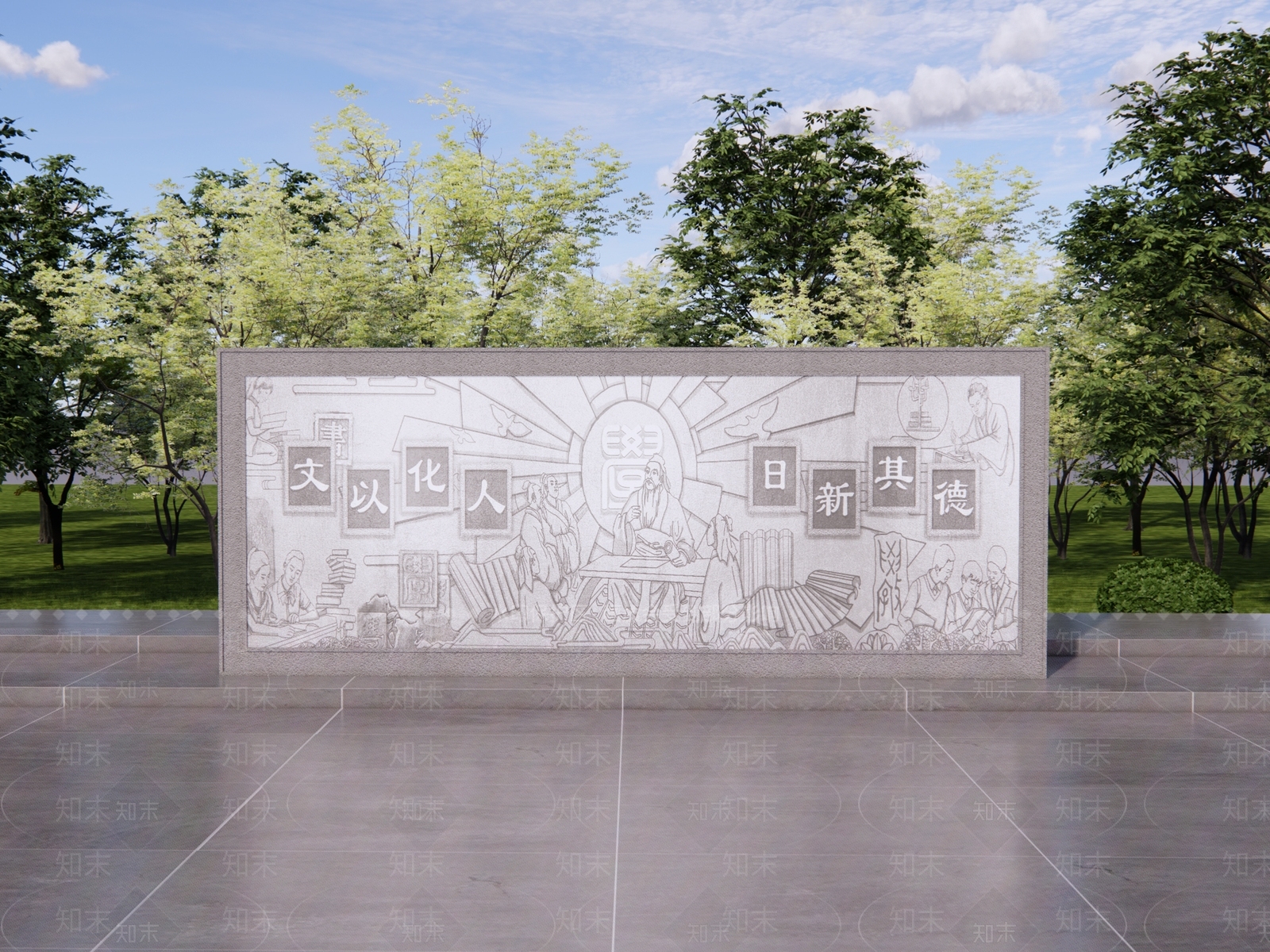 新中式文化墙SU模型下载【ID:1187835180】