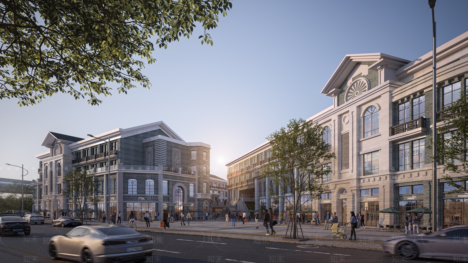 欧式复古商业街SU模型下载【ID:1187836049】