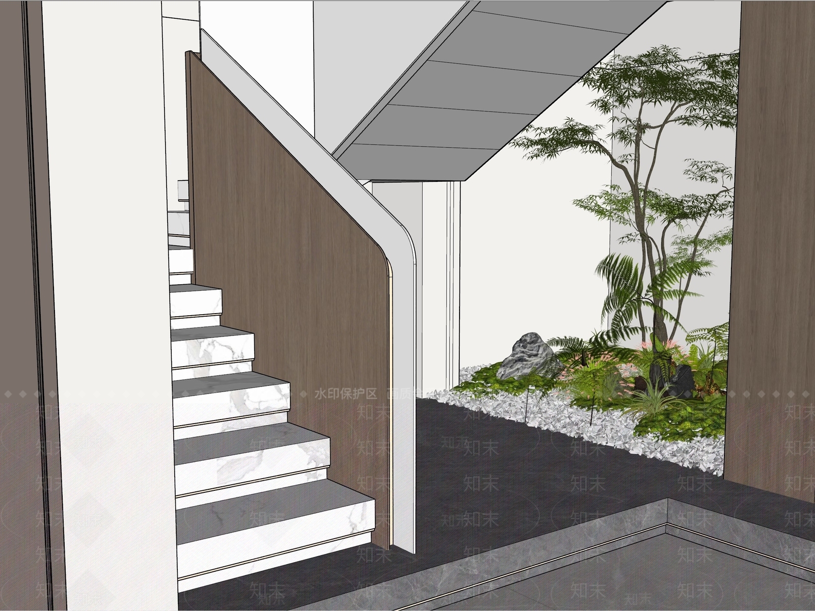现代别墅客厅SU模型下载【ID:1187836374】
