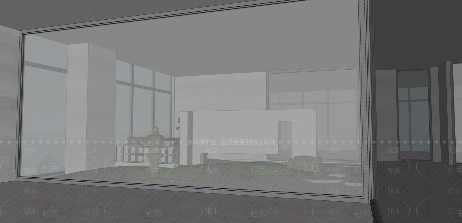日式禅意庭院小品SU模型下载【ID:1187838546】