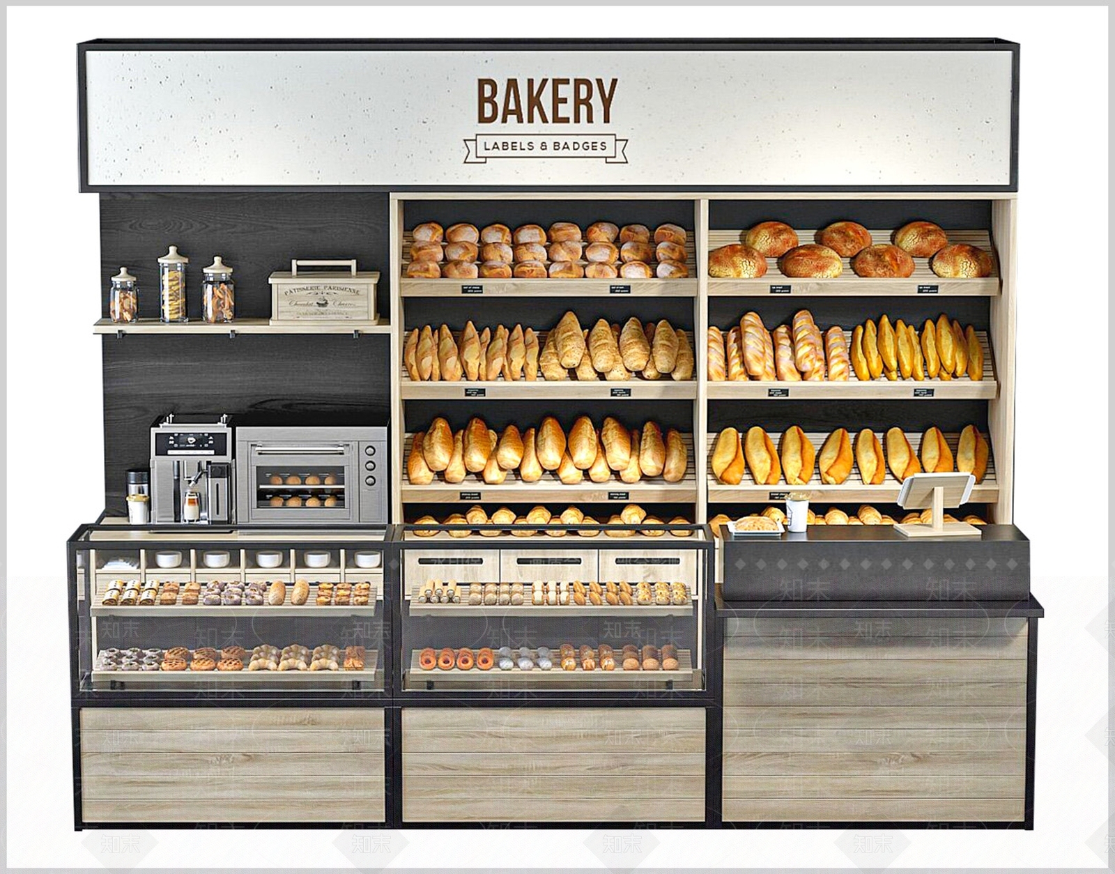 美式欧式甜品面包店3D模型下载【ID:1187839167】
