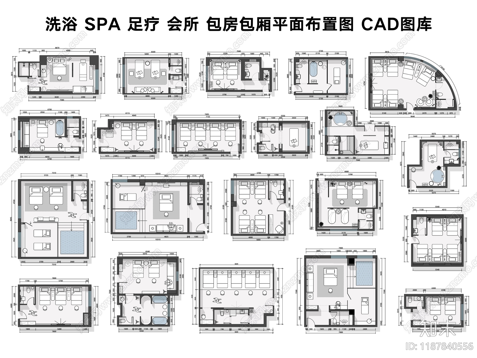现代洗浴中心施工图下载【ID:1187840556】