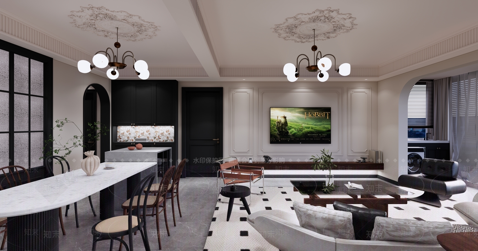 法式中古客餐厅SU模型下载【ID:1188052104】
