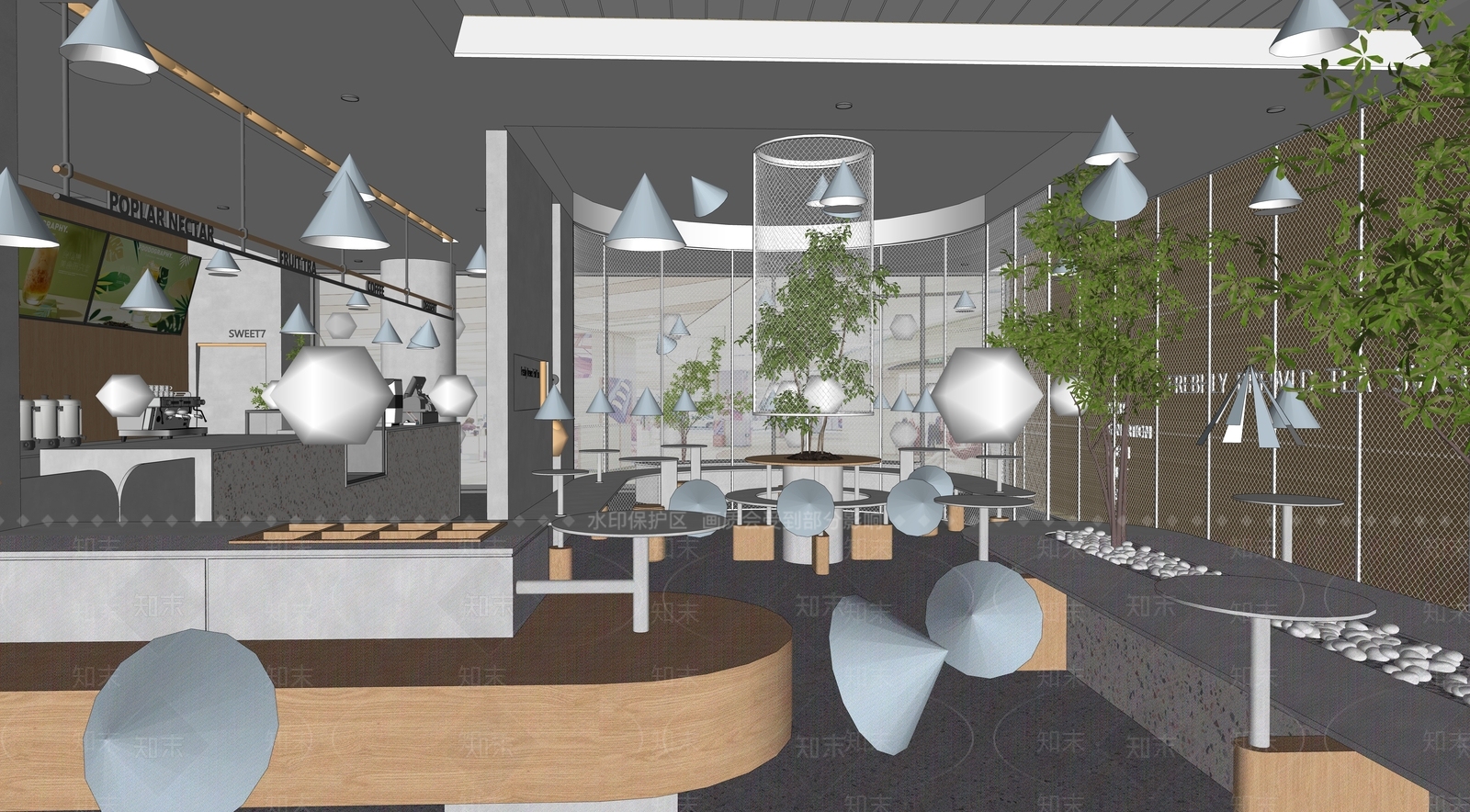 现代北欧奶茶店SU模型下载【ID:1187842045】