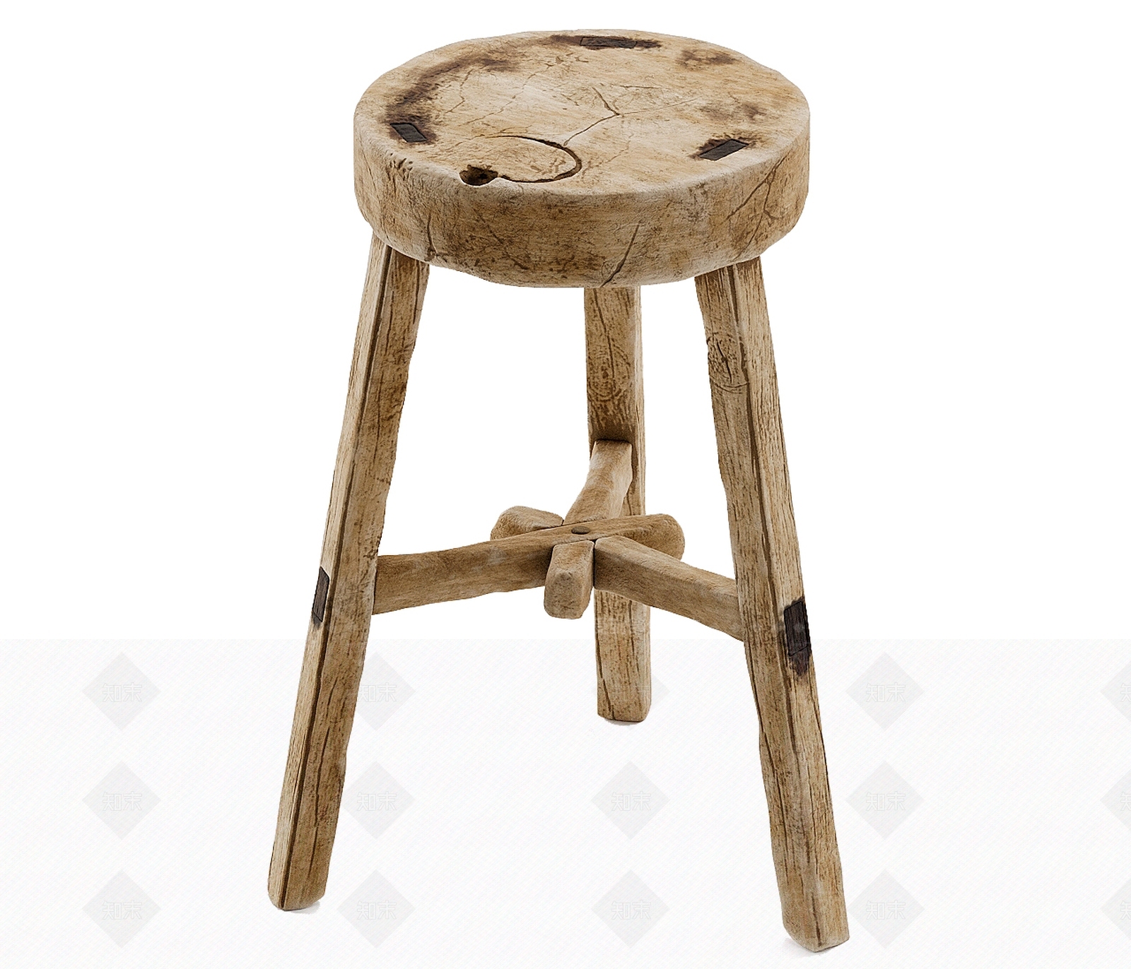 中古侘寂吧凳3D模型下载【ID:1187842818】