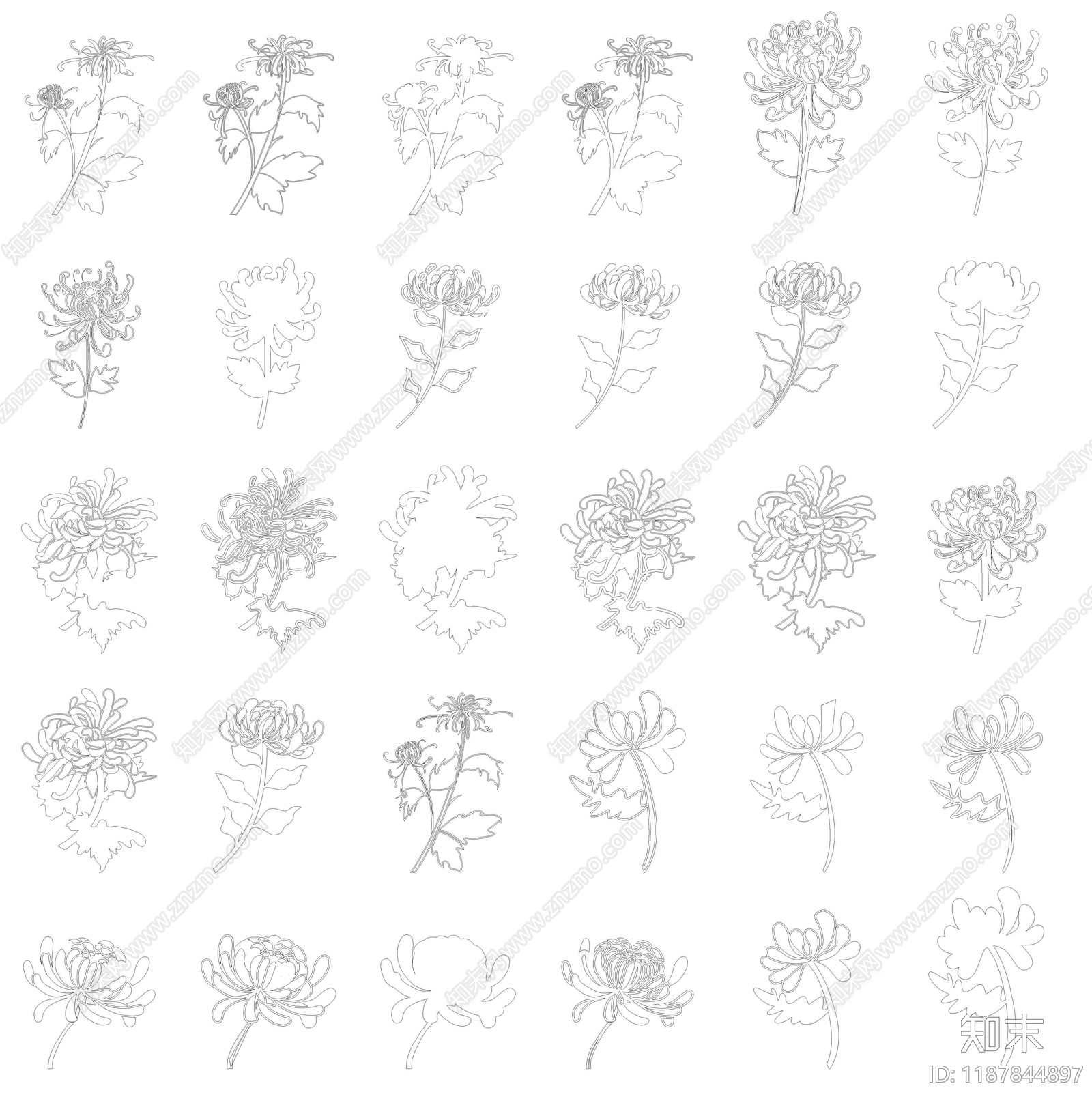 现代花cad施工图下载【ID:1187844897】