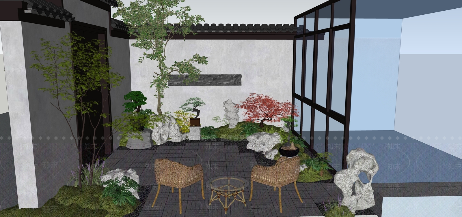 别墅庭院SU模型精品下载_SketchUp模型_知末网