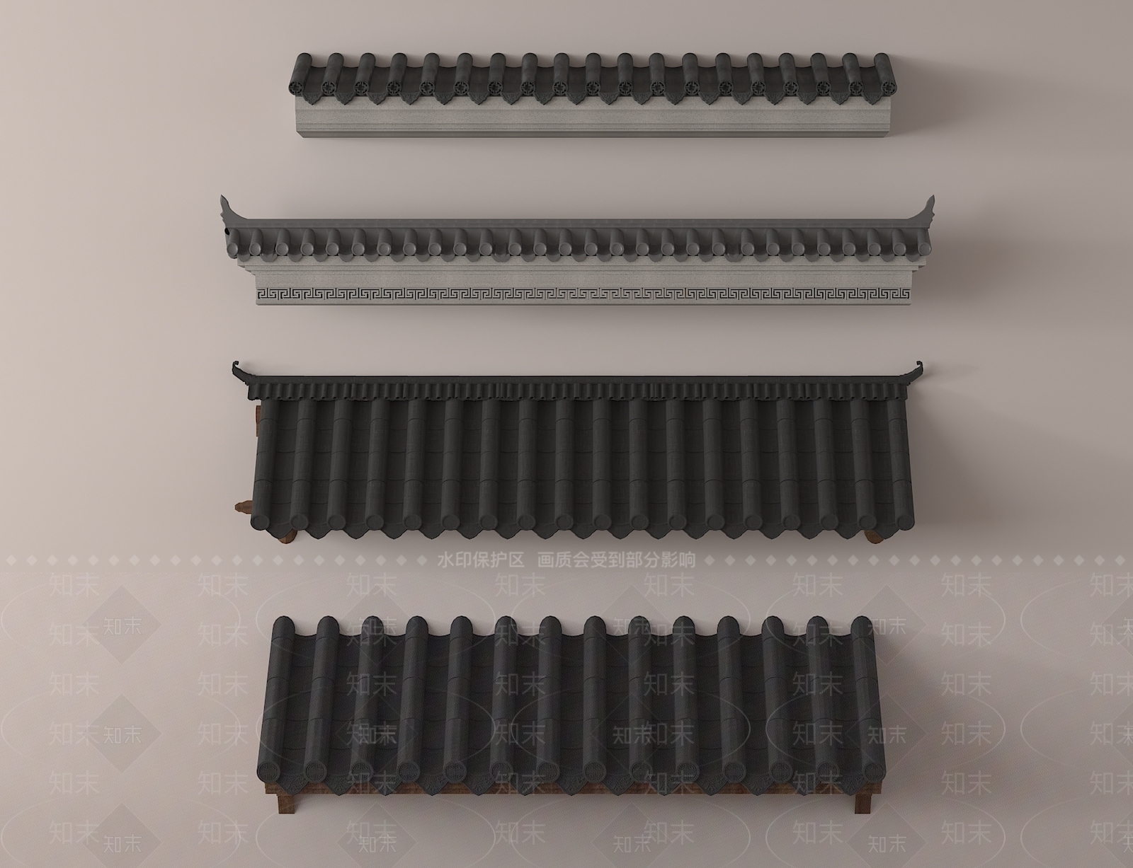 新中式屋檐3D模型下载【ID:1187851187】