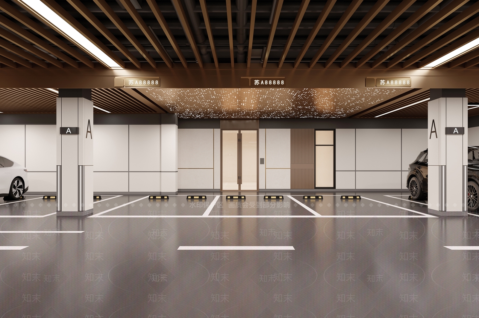 现代室内停车场3D模型下载【ID:1187852216】