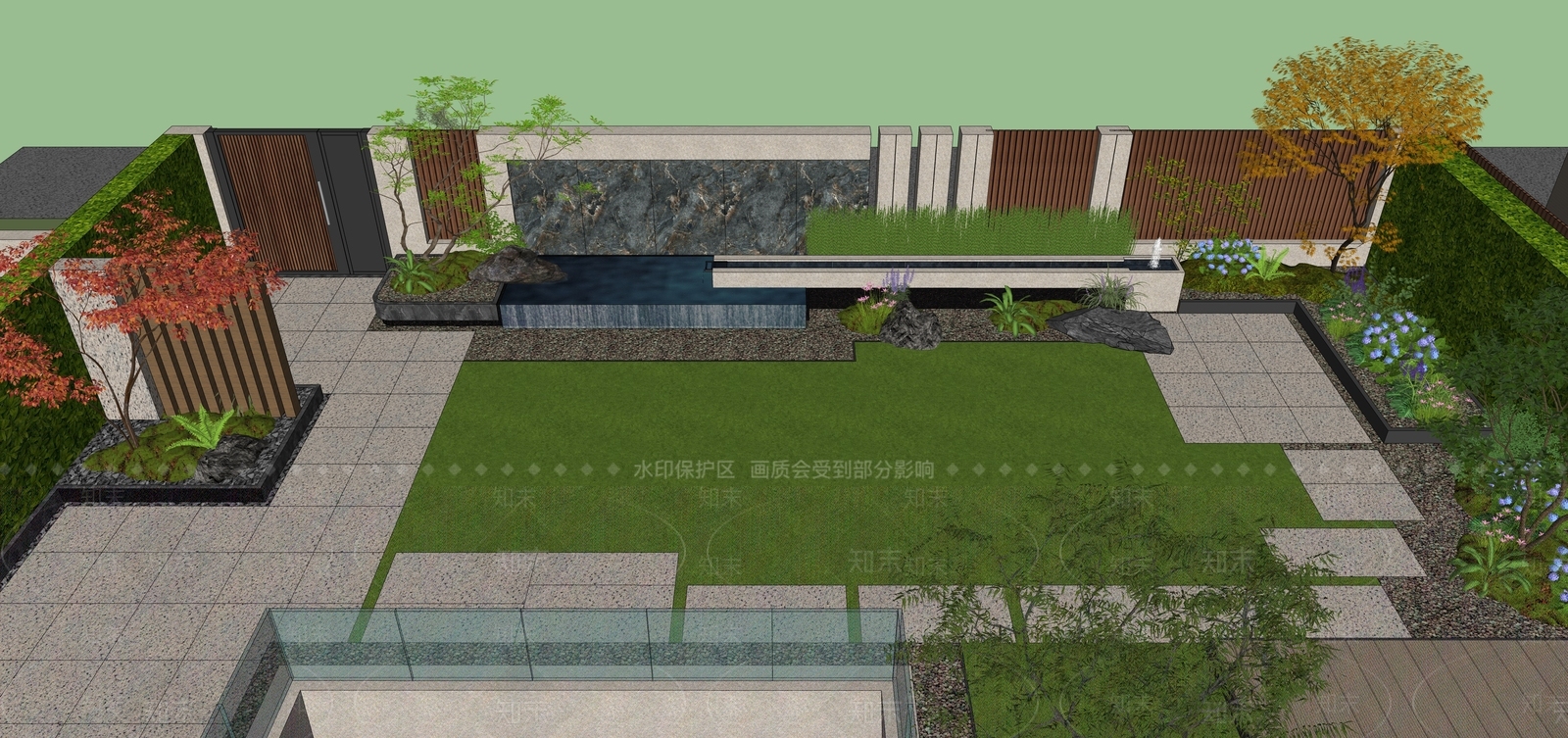 现代别墅庭院SU模型下载【ID:1187865733】