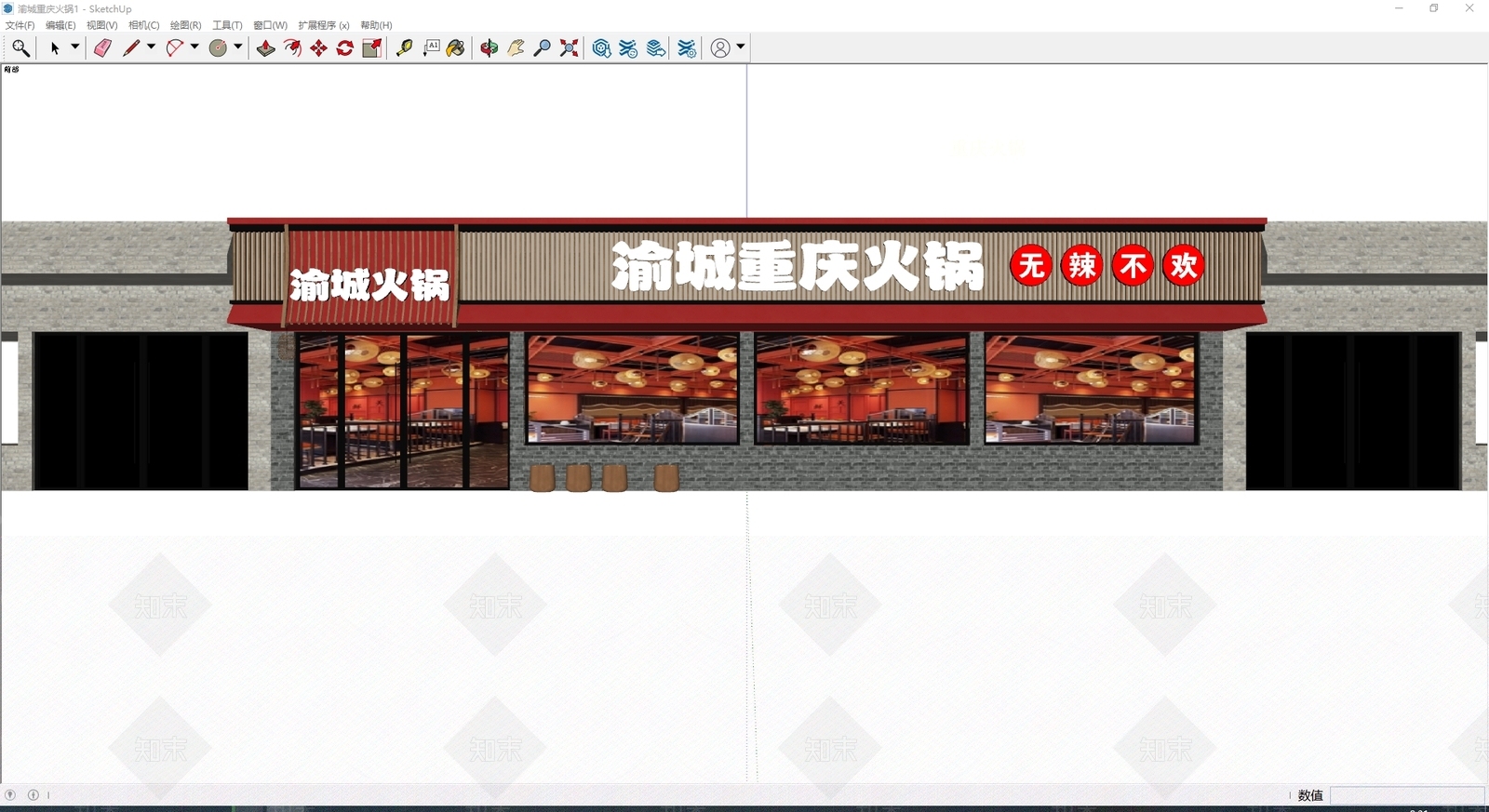 新中式中式门头SU模型下载【ID:1187866413】