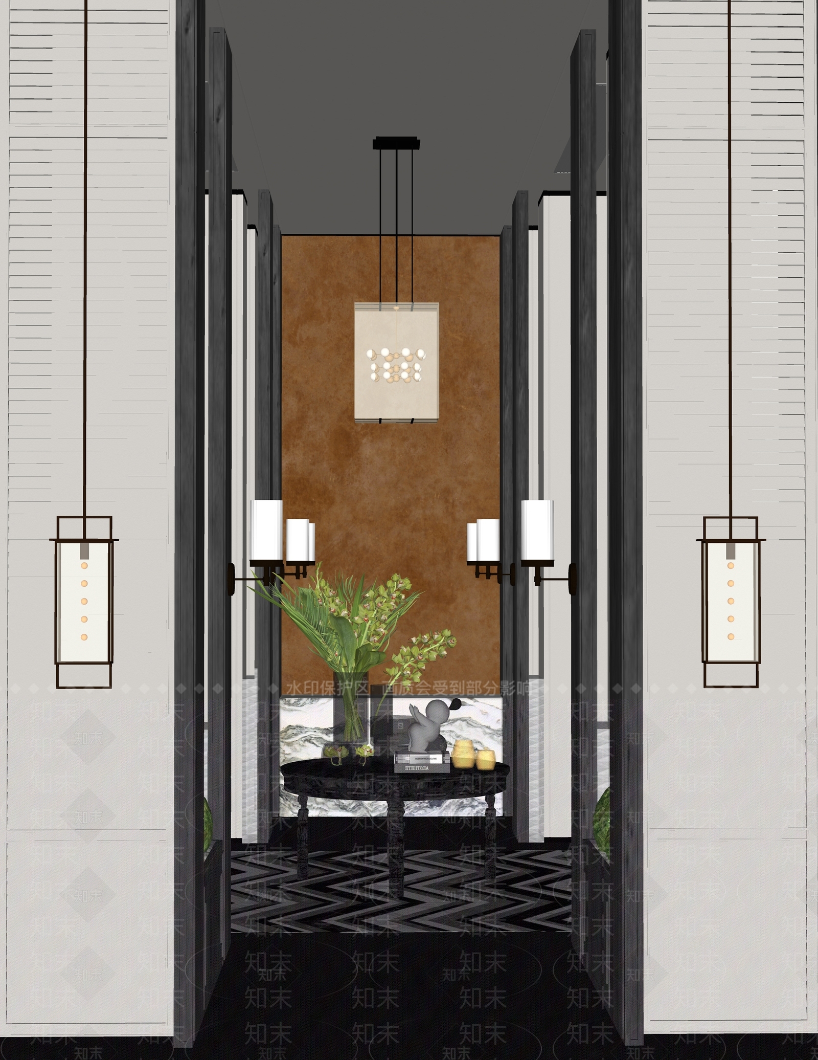 现代酒店大堂SU模型下载【ID:1187867294】
