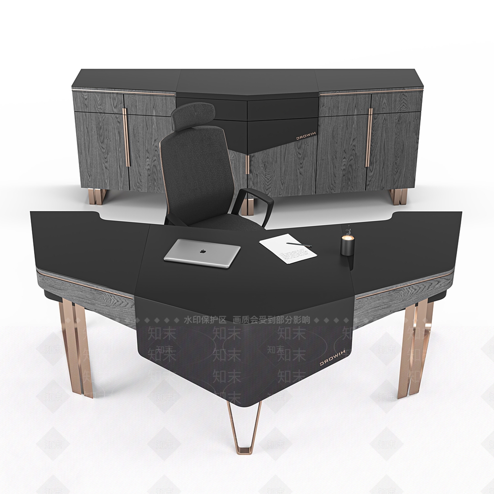 现代轻奢办公桌椅3D模型下载【ID:1187869665】