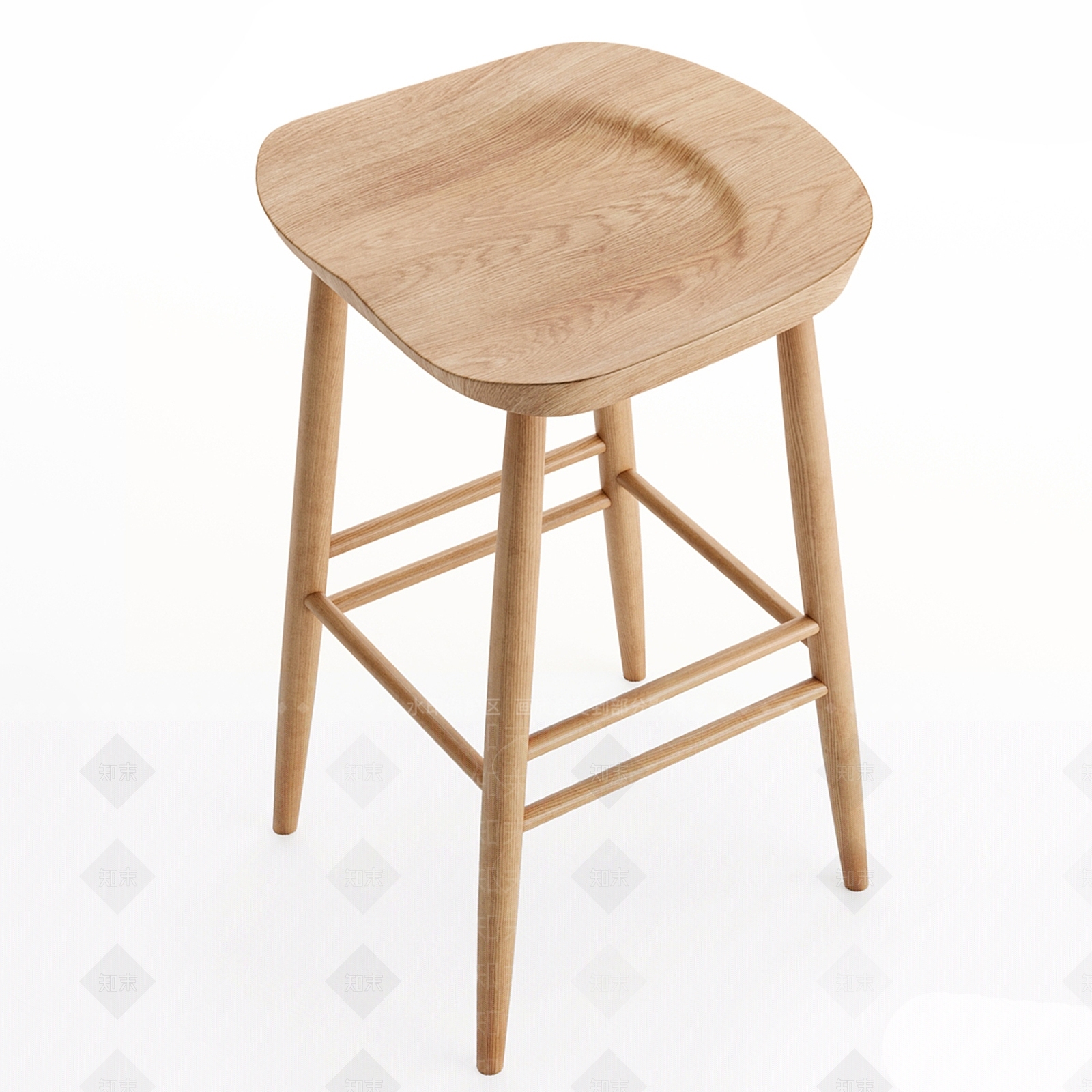 新中式原木吧椅3D模型下载【ID:1187871437】