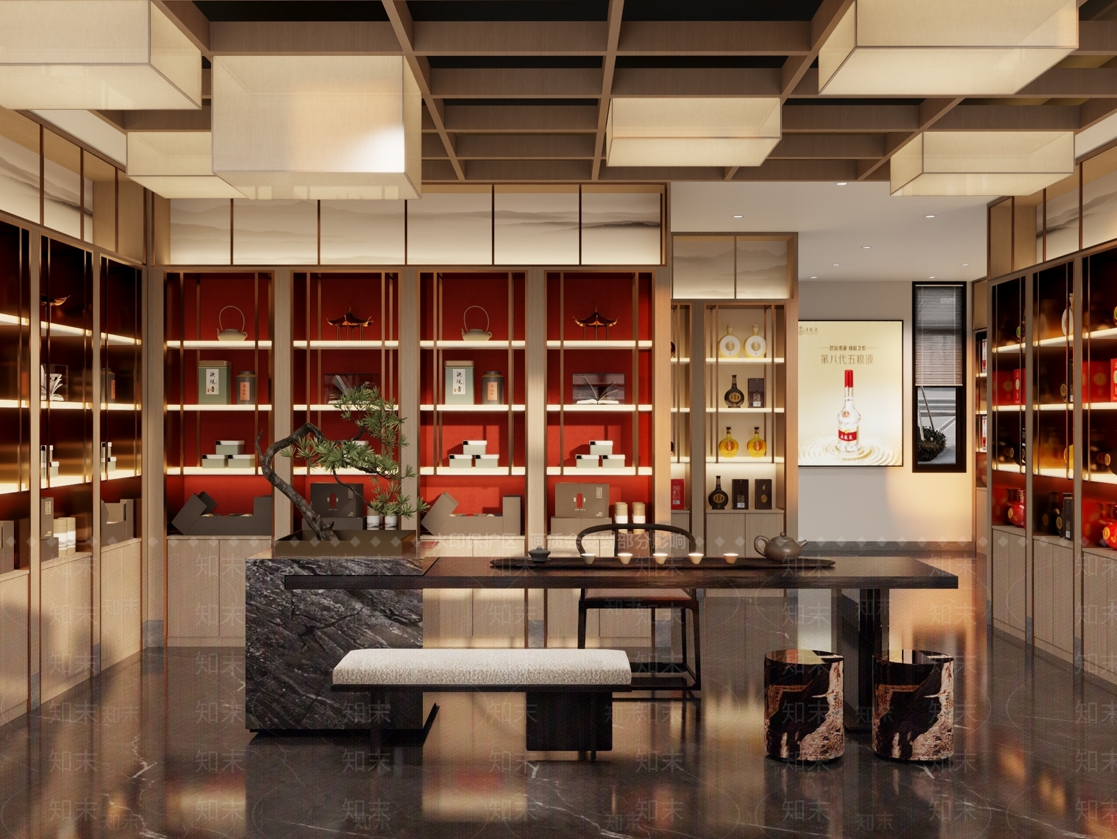 新中式现代烟酒店3D模型下载【ID:1187872023】