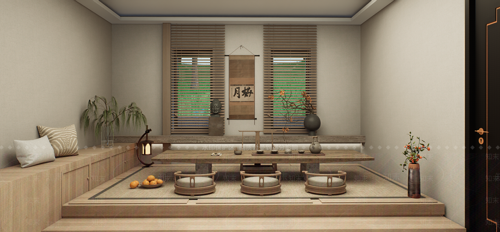 极简禅意茶室SU模型下载【ID:1187872869】