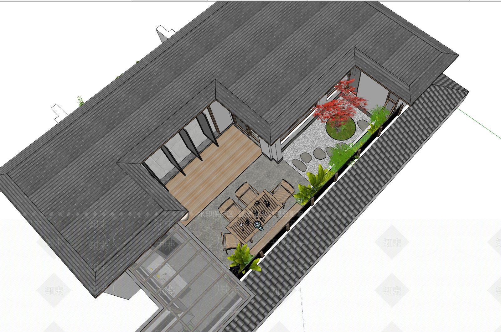 屋顶花园SU模型下载【ID:1187871066】