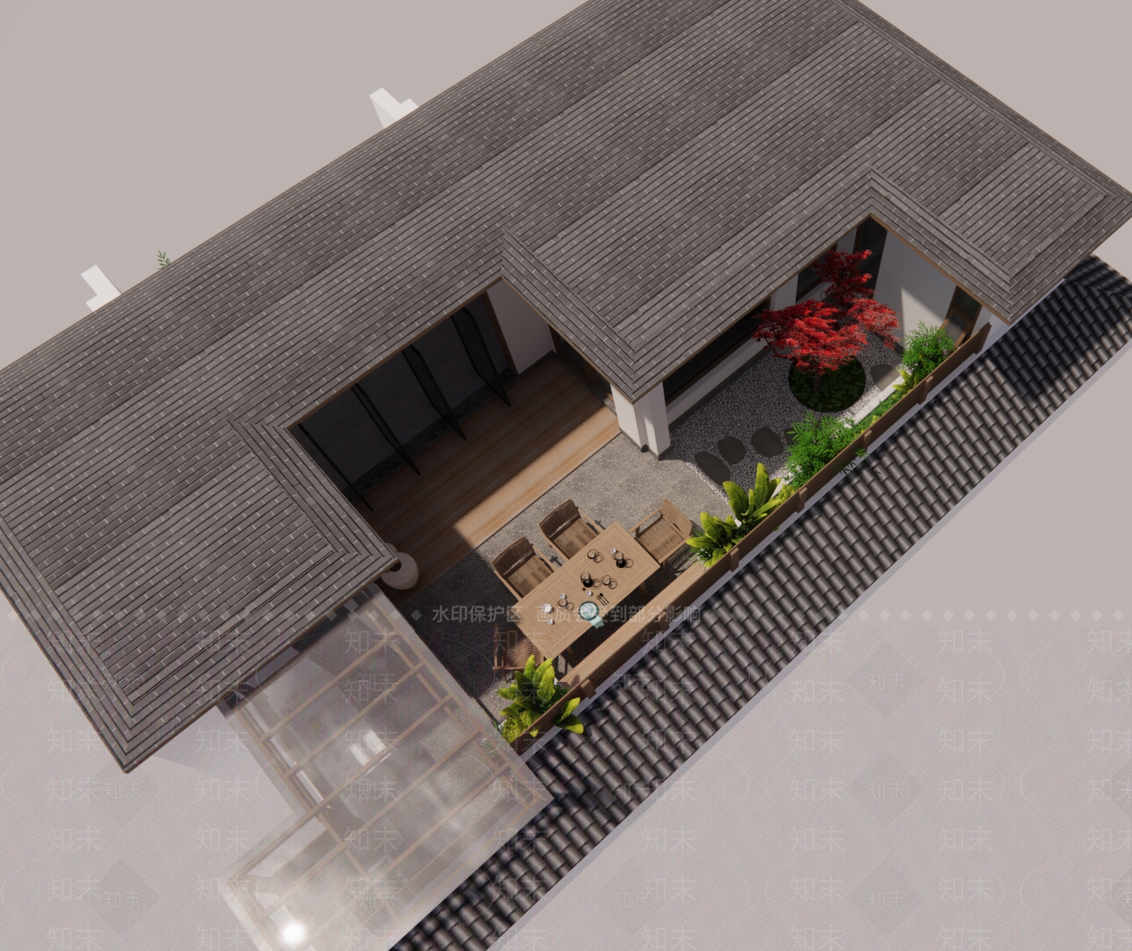 屋顶花园SU模型下载【ID:1187871066】