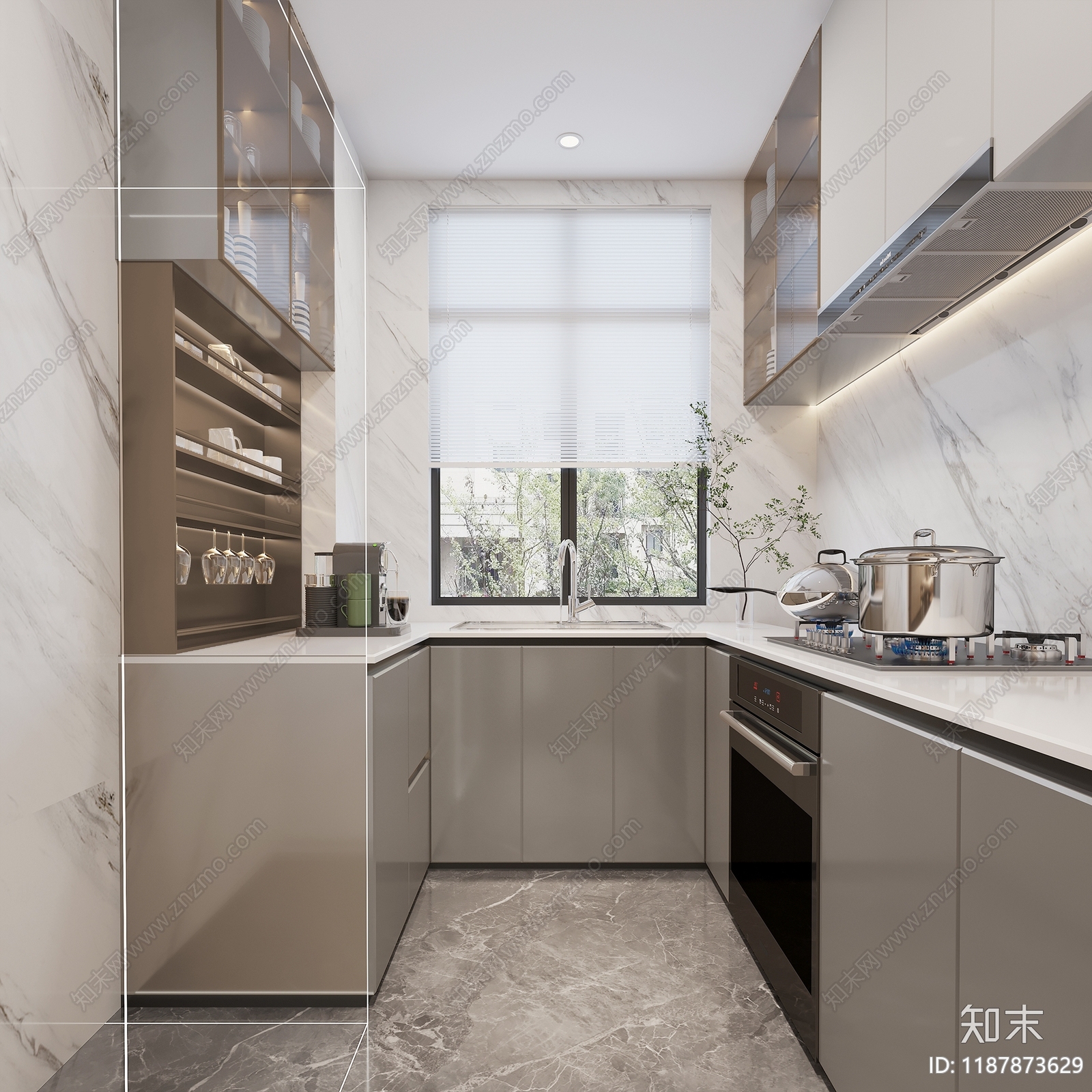 现代厨房cad施工图下载【ID:1187873629】
