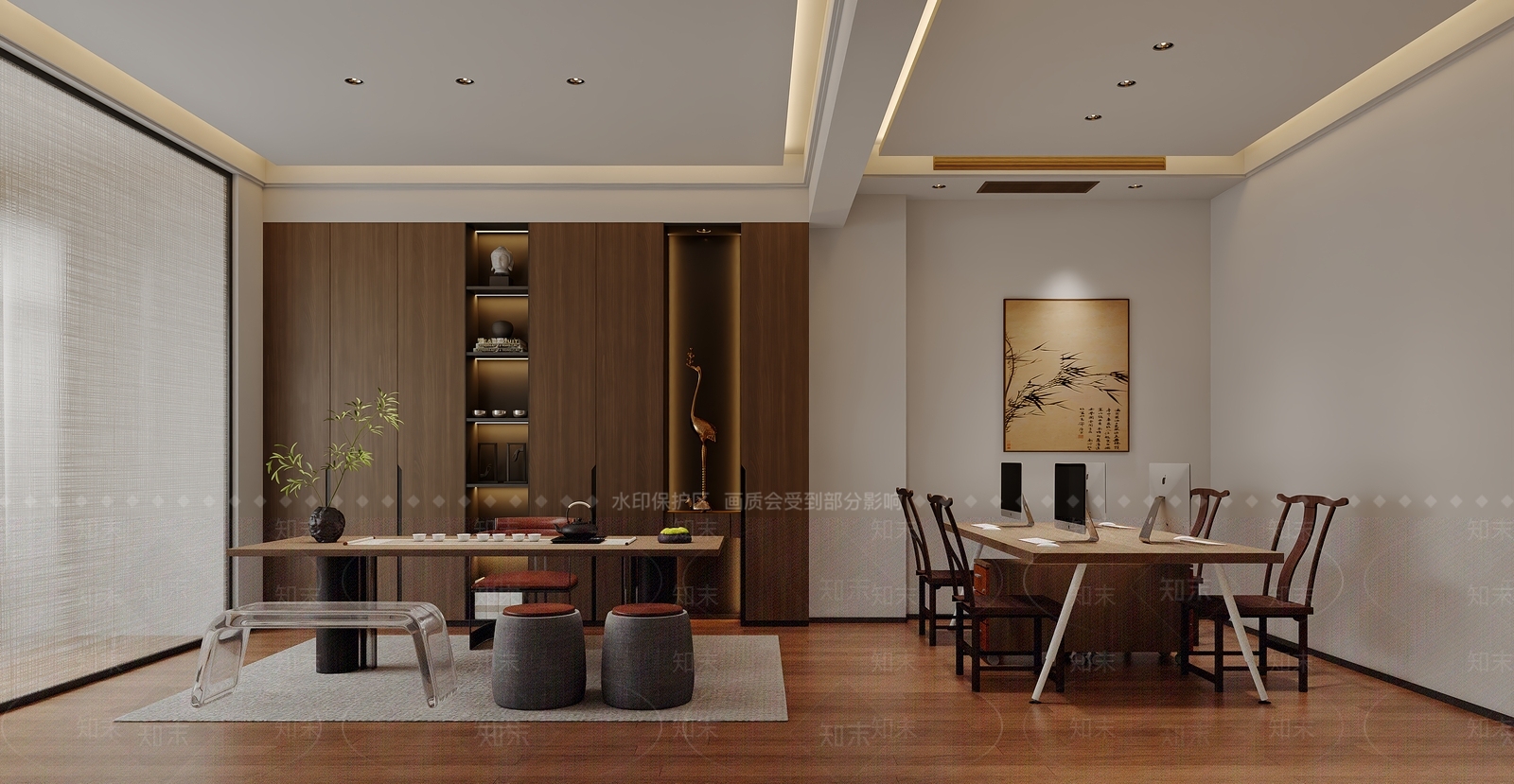 侘寂新中式其他办公空间3D模型下载【ID:1187878715】