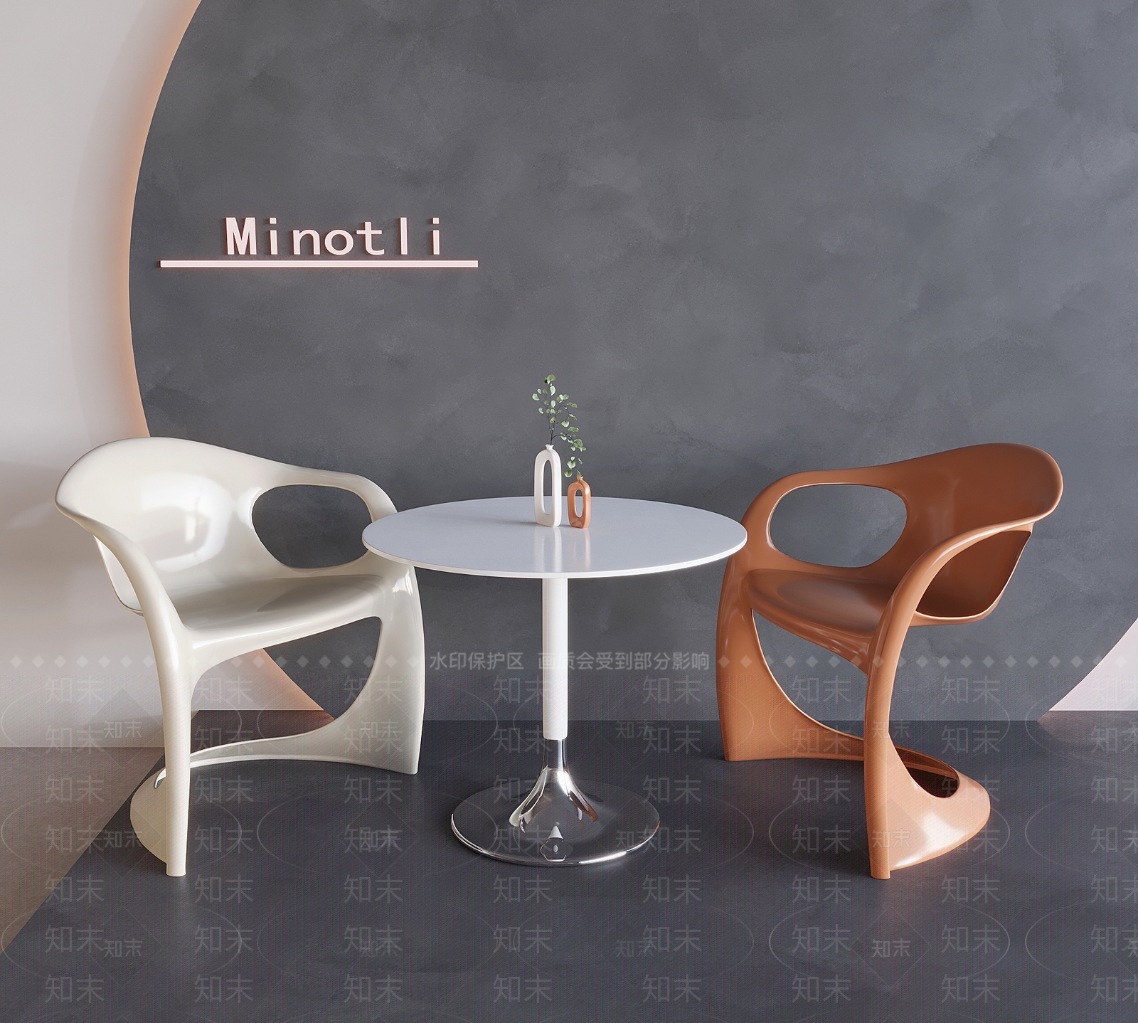 北欧奶油洽谈桌椅3D模型下载【ID:1187877665】