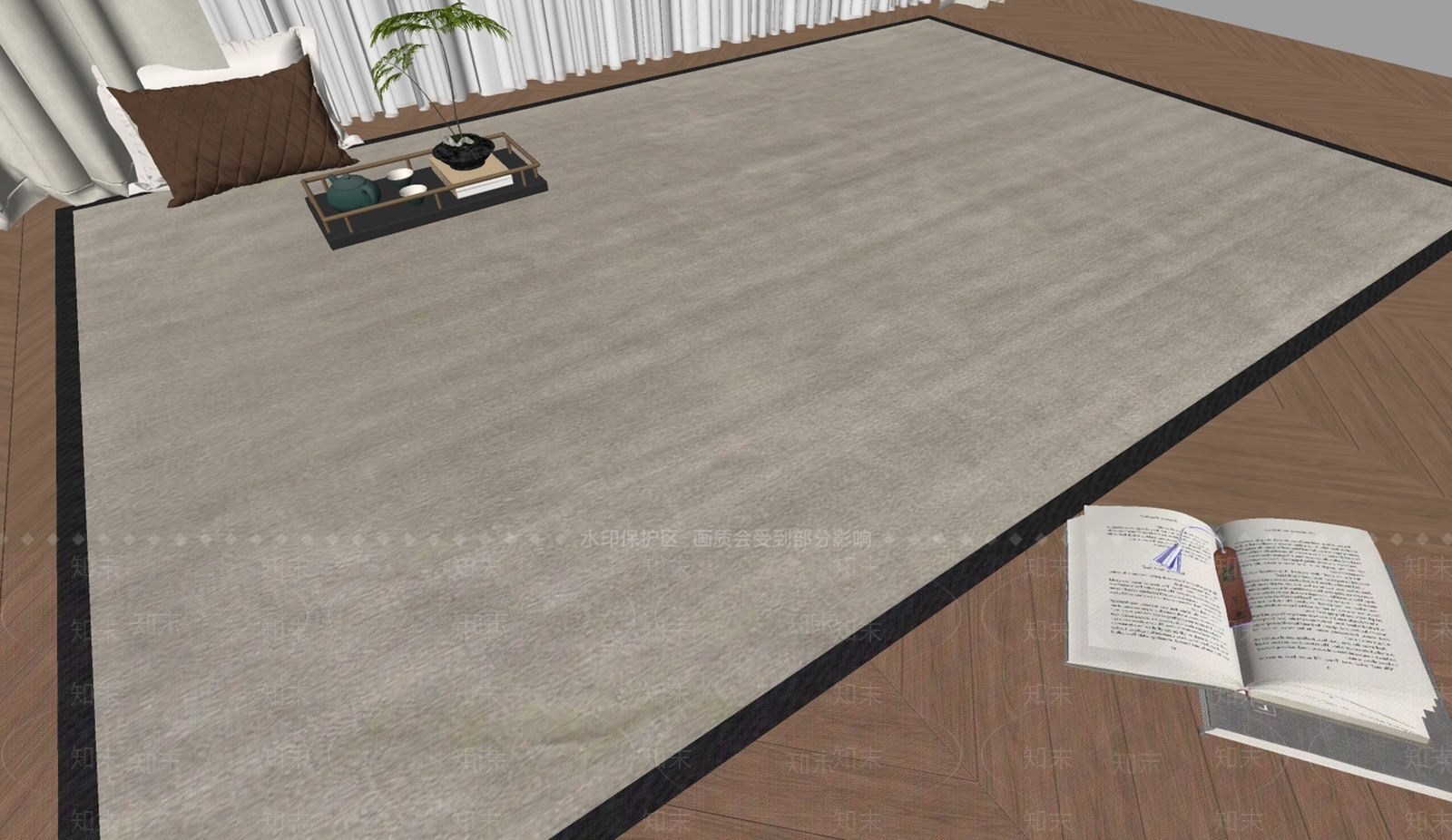 新中式地毯SU模型下载【ID:1187882602】