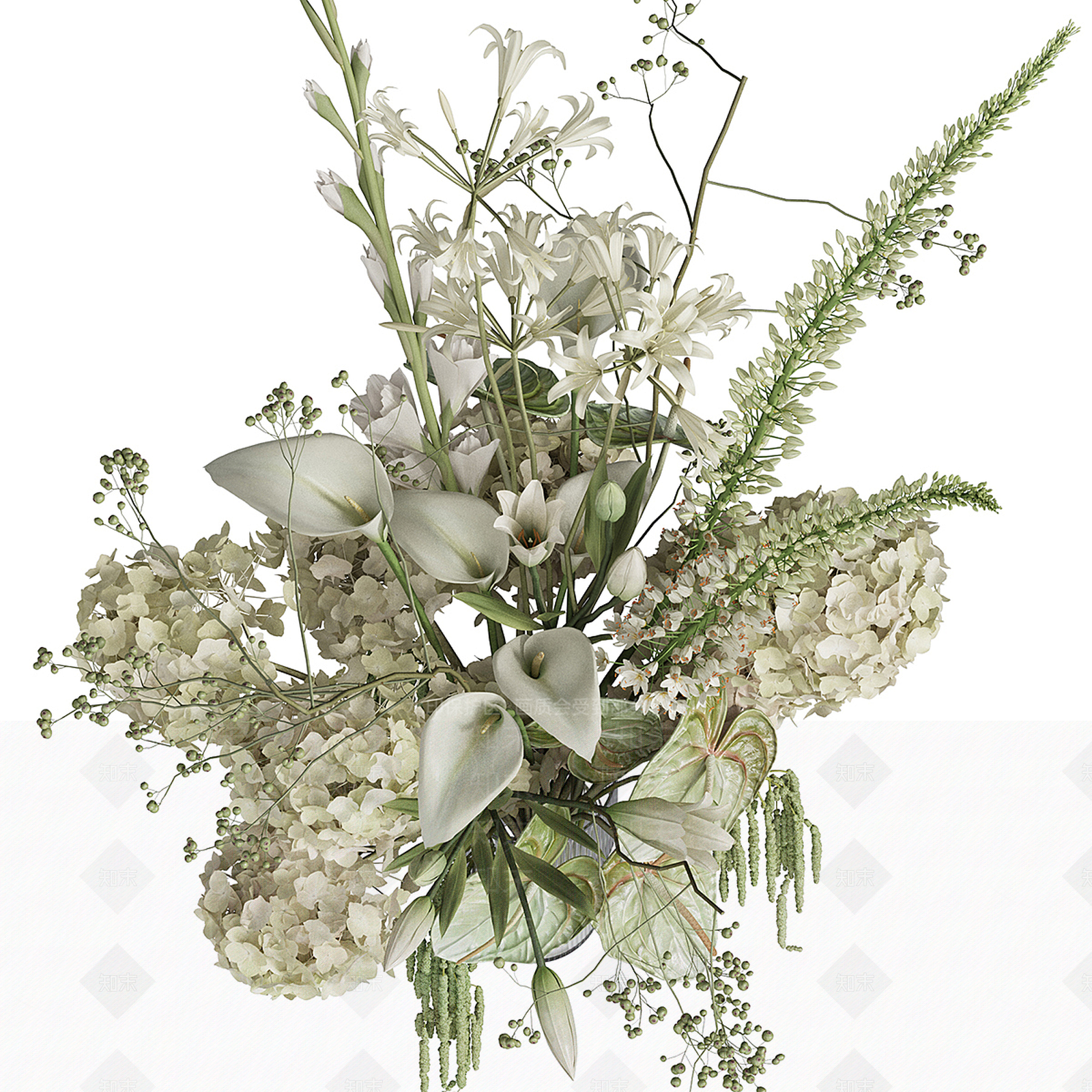 现代新中式花艺3D模型下载【ID:1187884195】