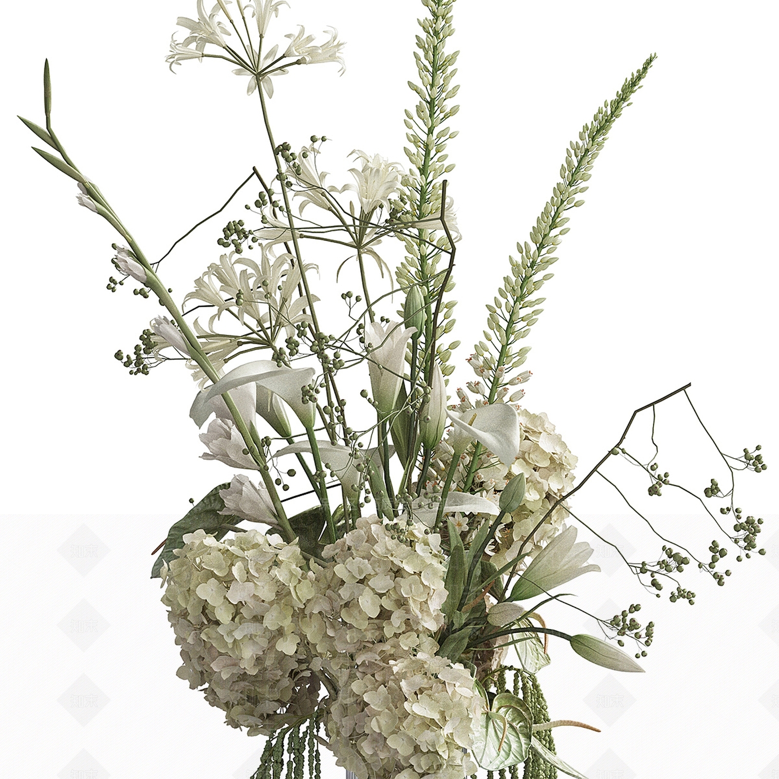 现代新中式花艺3D模型下载【ID:1187884195】