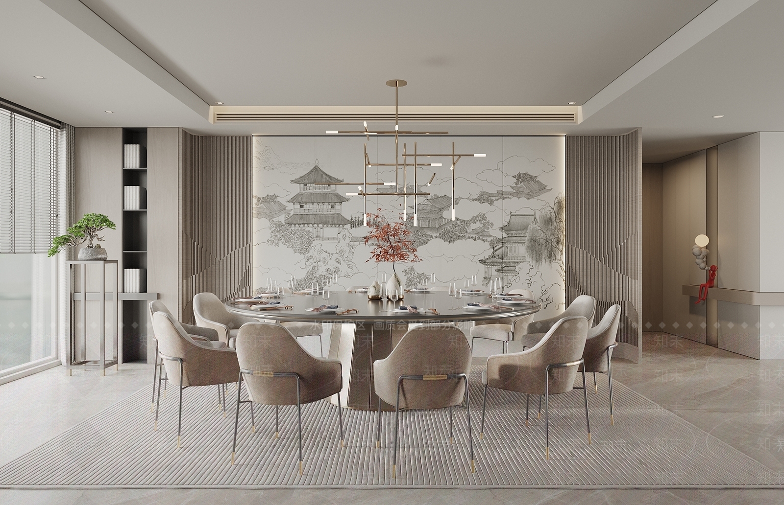 新中式包厢SU模型下载【ID:1187886108】