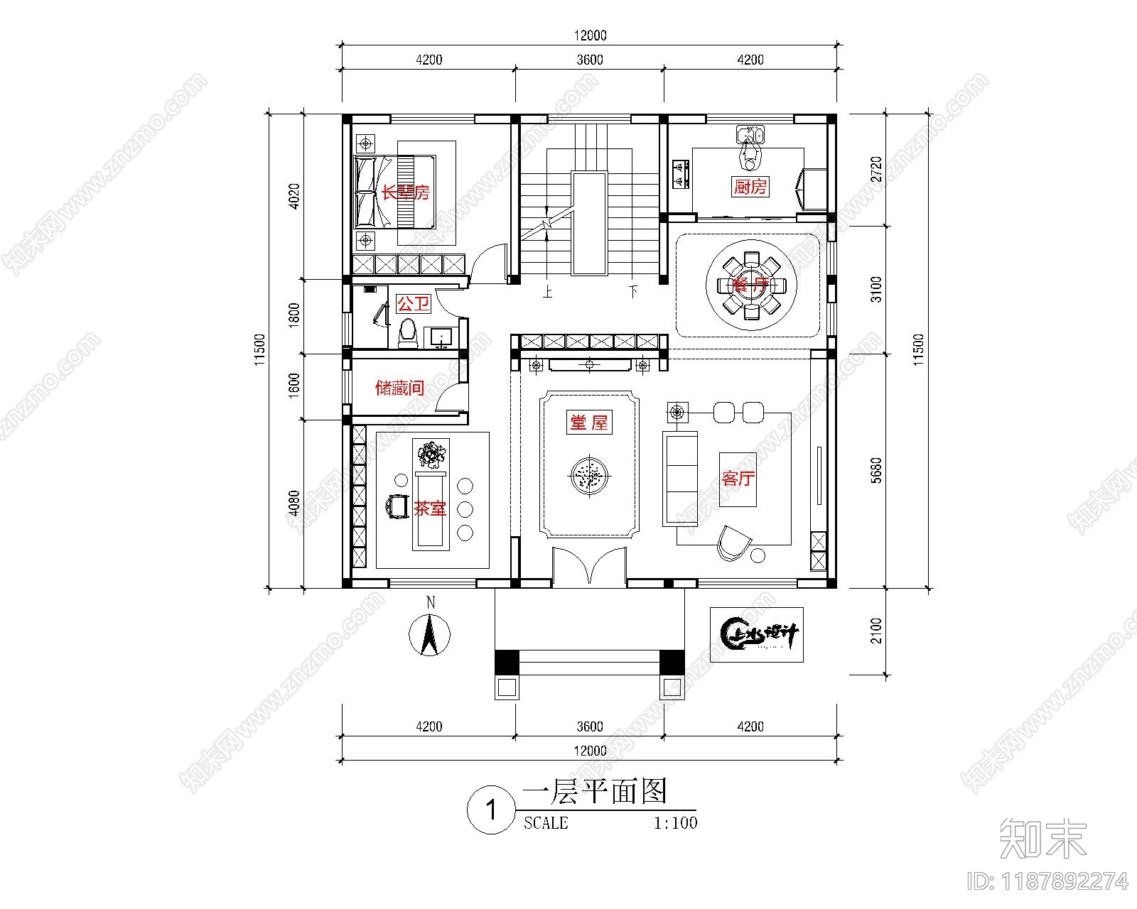 新中式欧式别墅建筑施工图下载【ID:1187892274】