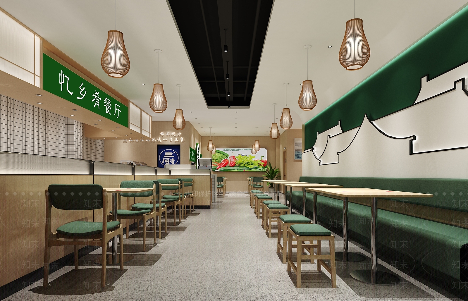 现代新中式中餐厅3D模型下载【ID:1187894832】