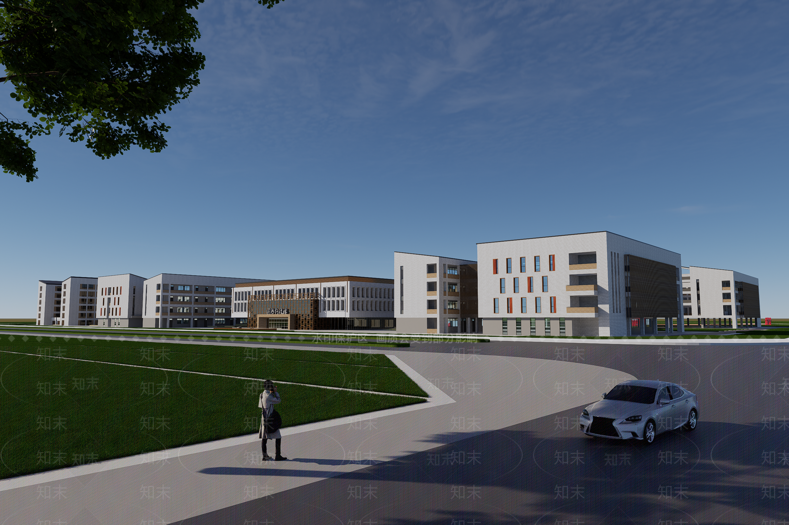 现代新中式学校建筑SU模型下载【ID:1187902044】