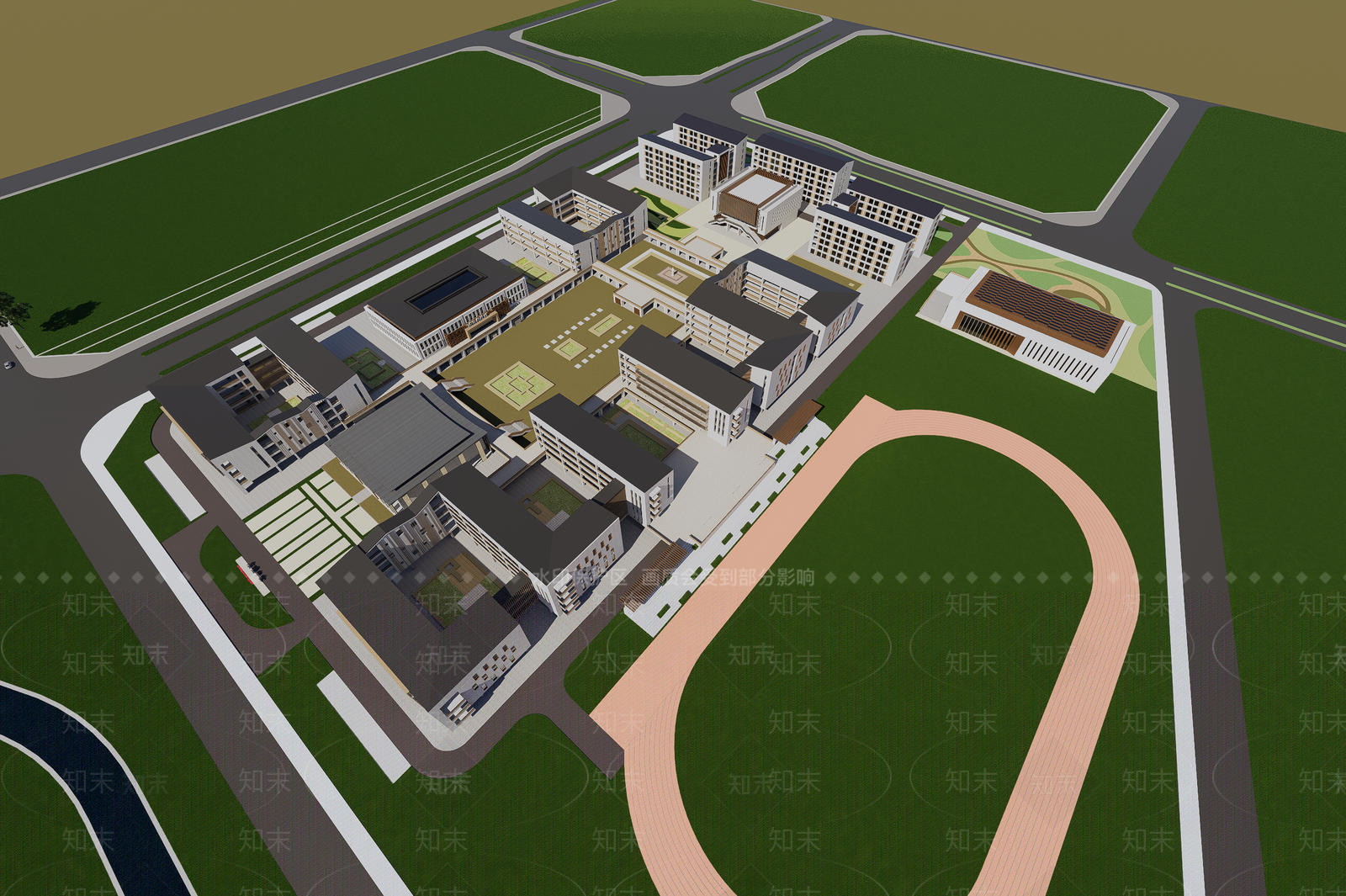 现代新中式学校建筑SU模型下载【ID:1187902044】