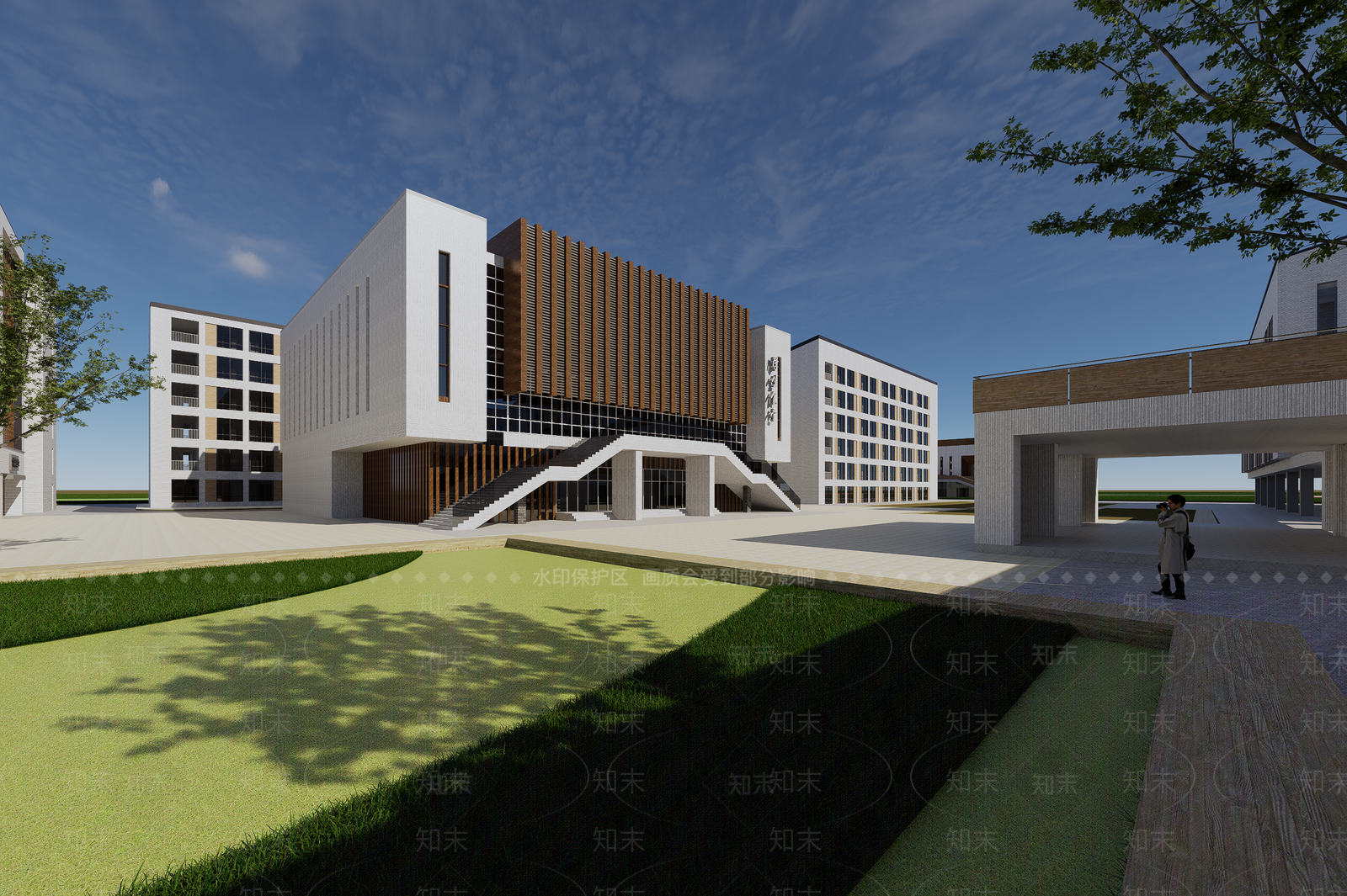 现代新中式学校建筑SU模型下载【ID:1187902044】