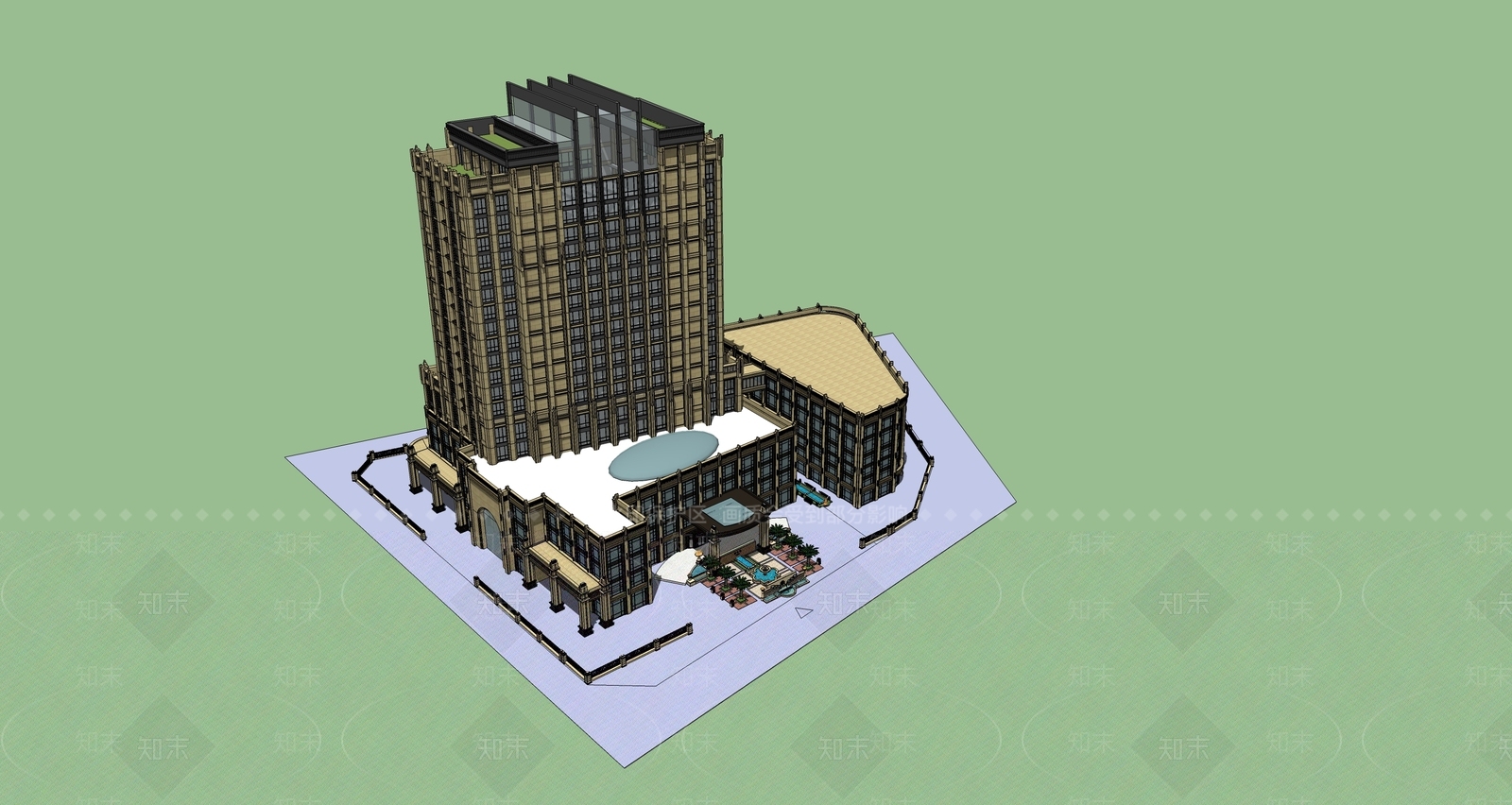 欧式医院建筑SU模型下载【ID:1187902015】