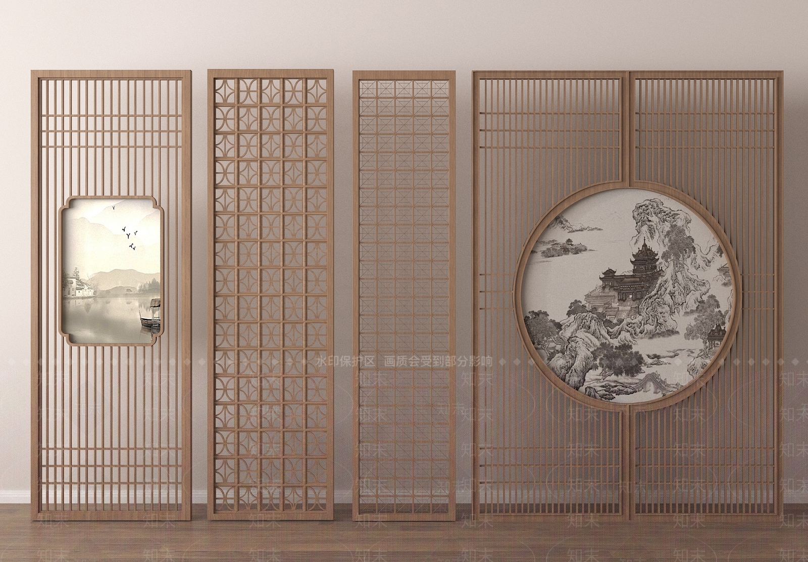 新中式隔断SU模型下载【ID:1187902998】