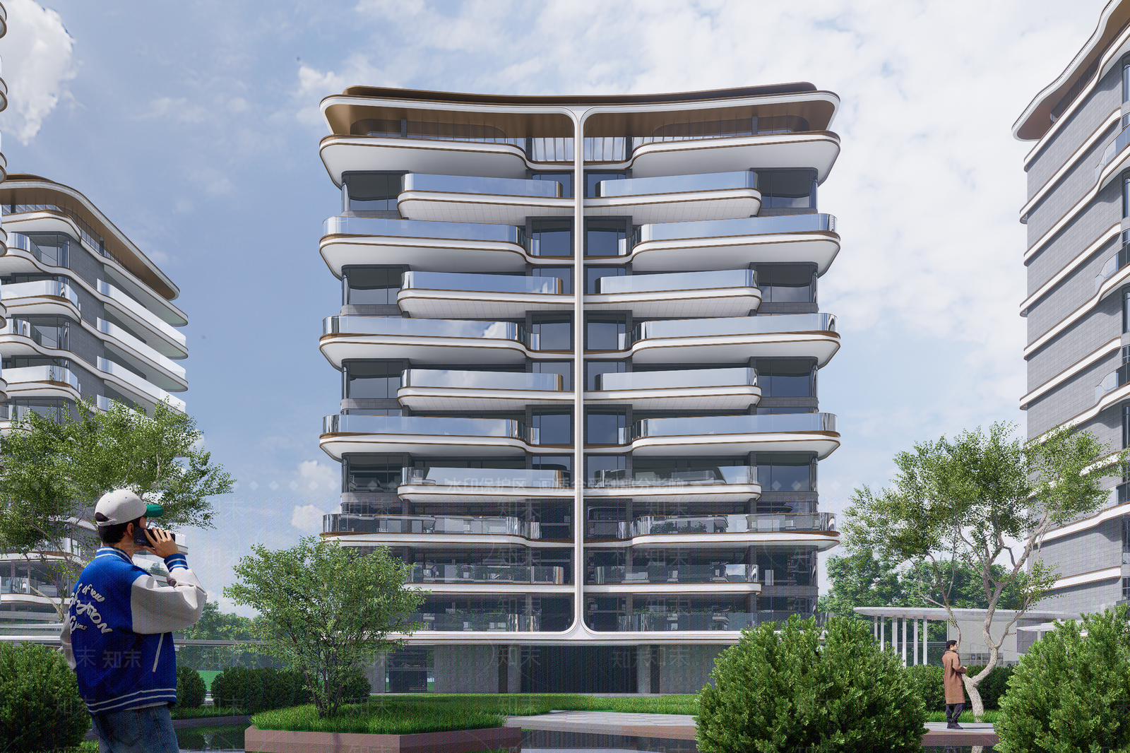 现代极简小区建筑SU模型下载【ID:1187907183】