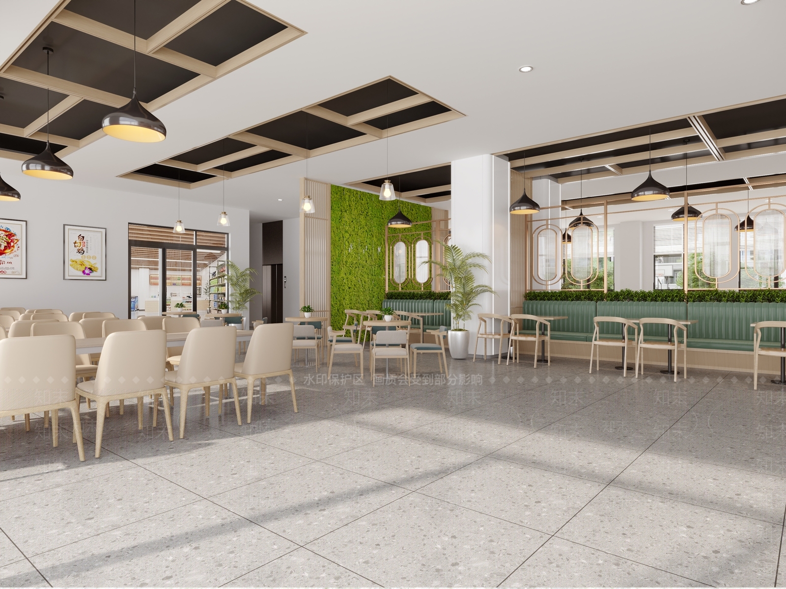 现代原木自助餐厅3D模型下载【ID:1187908857】