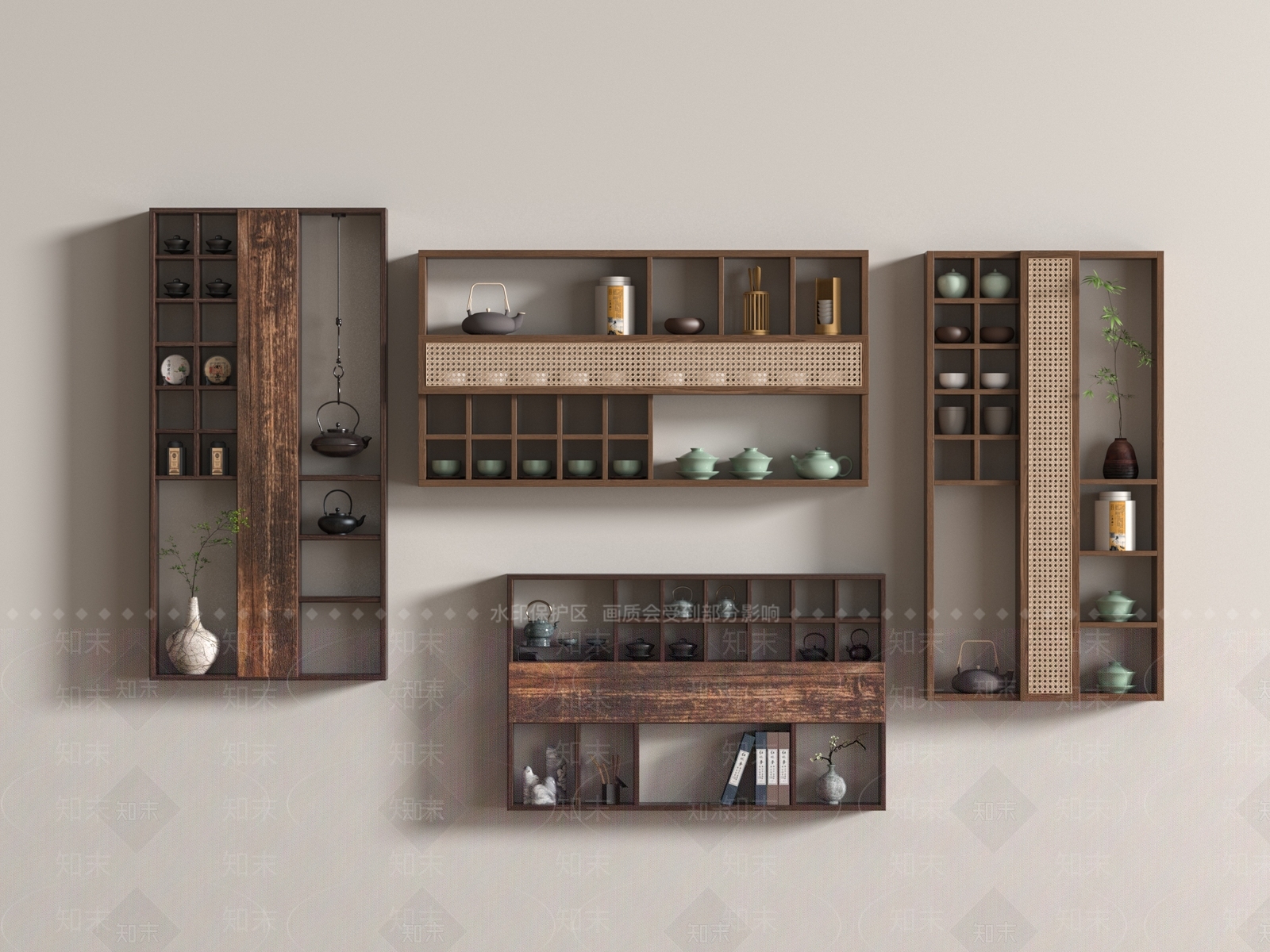 新中式置物架3D模型下载【ID:1187909072】