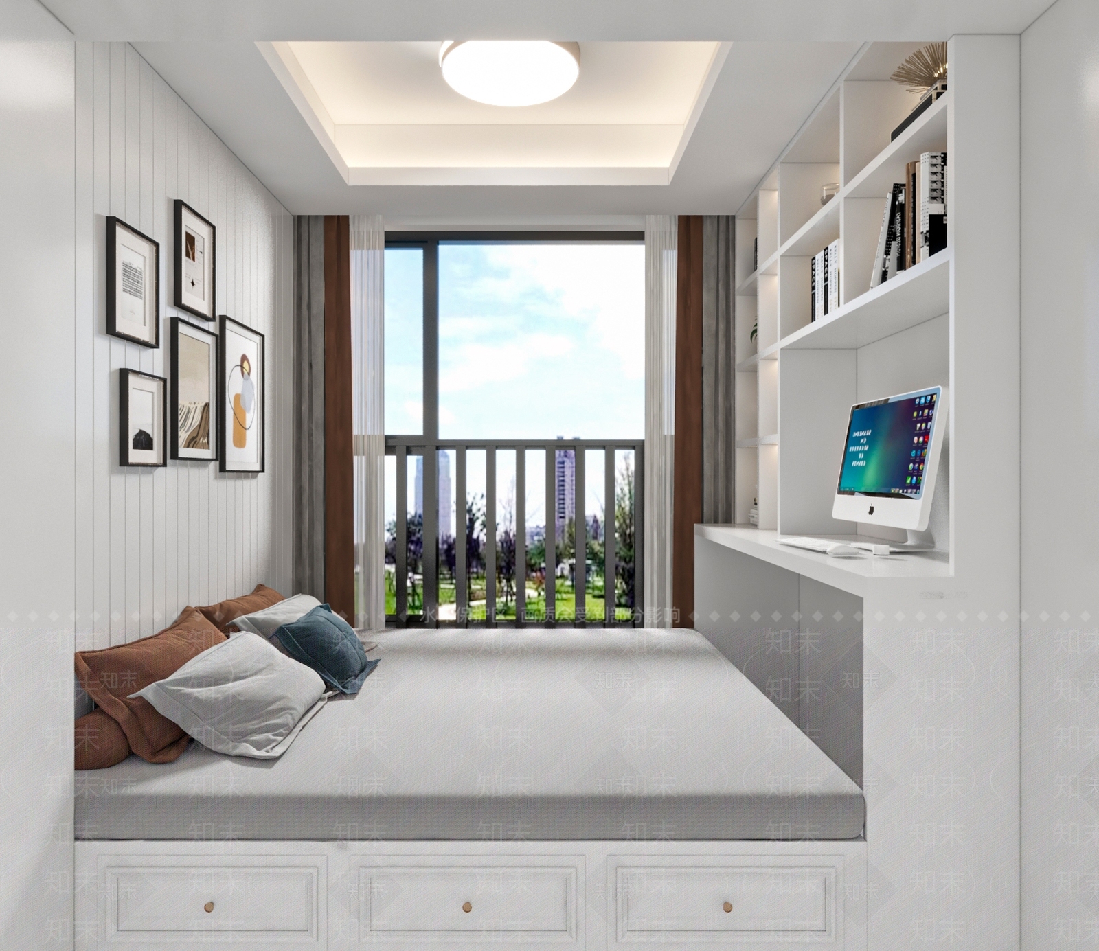 现代简欧榻榻米卧室3D模型下载【ID:1187909360】