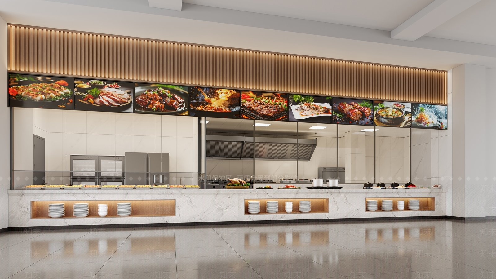 现代简约食堂3D模型下载【ID:1187909688】