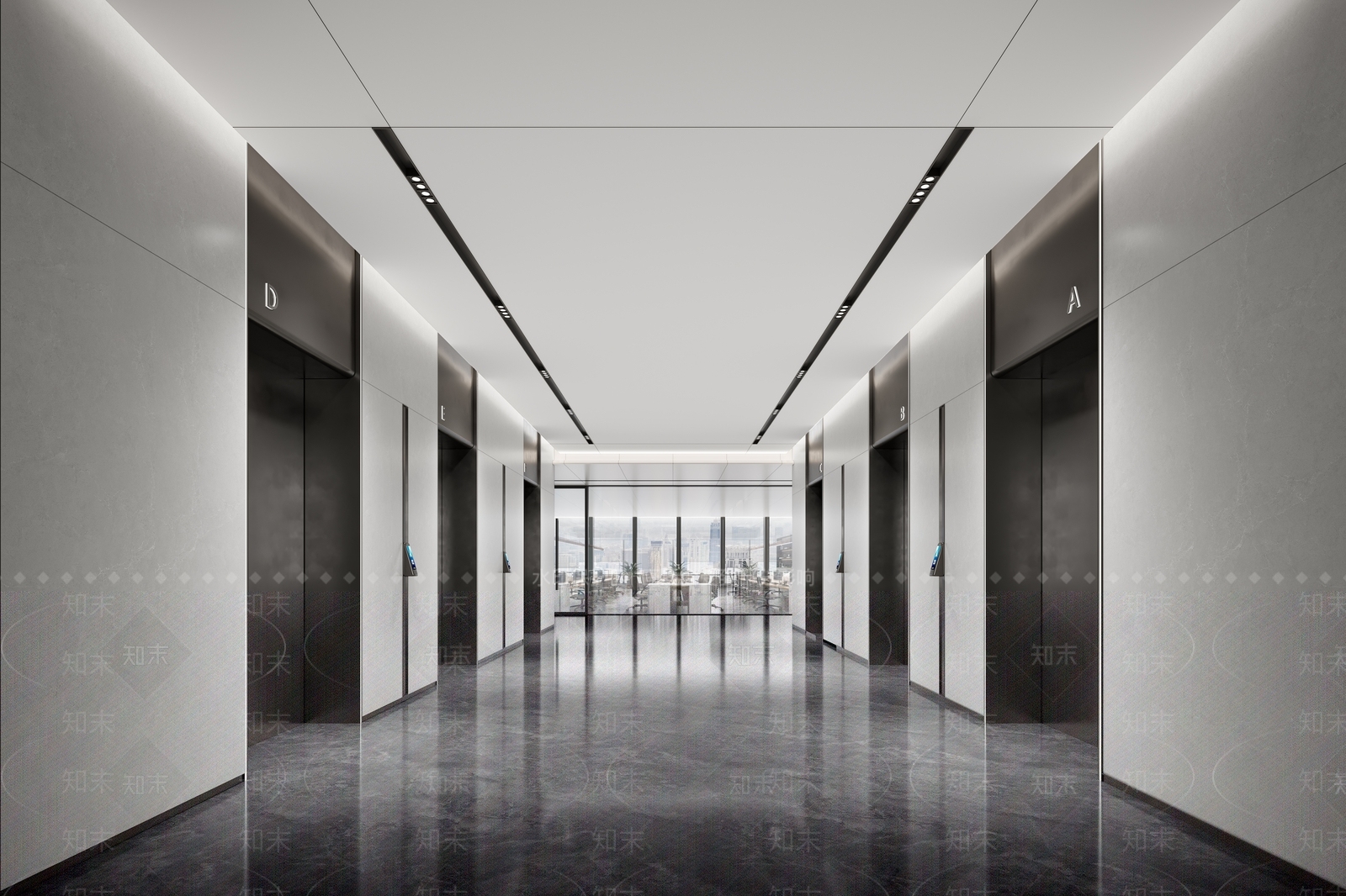 现代电梯间3D模型下载【ID:1187910444】