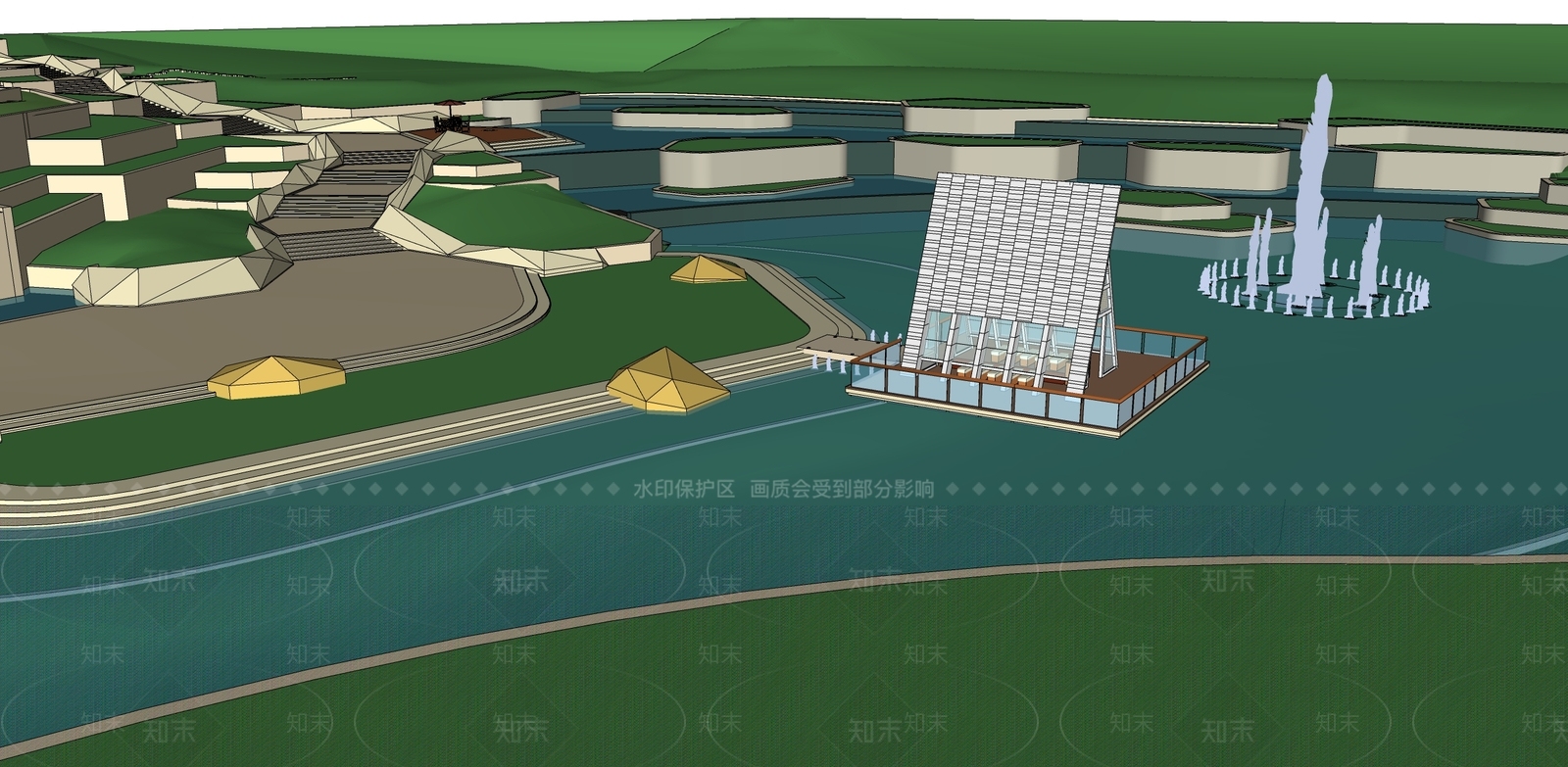现代景观公园SU模型下载【ID:1187920088】