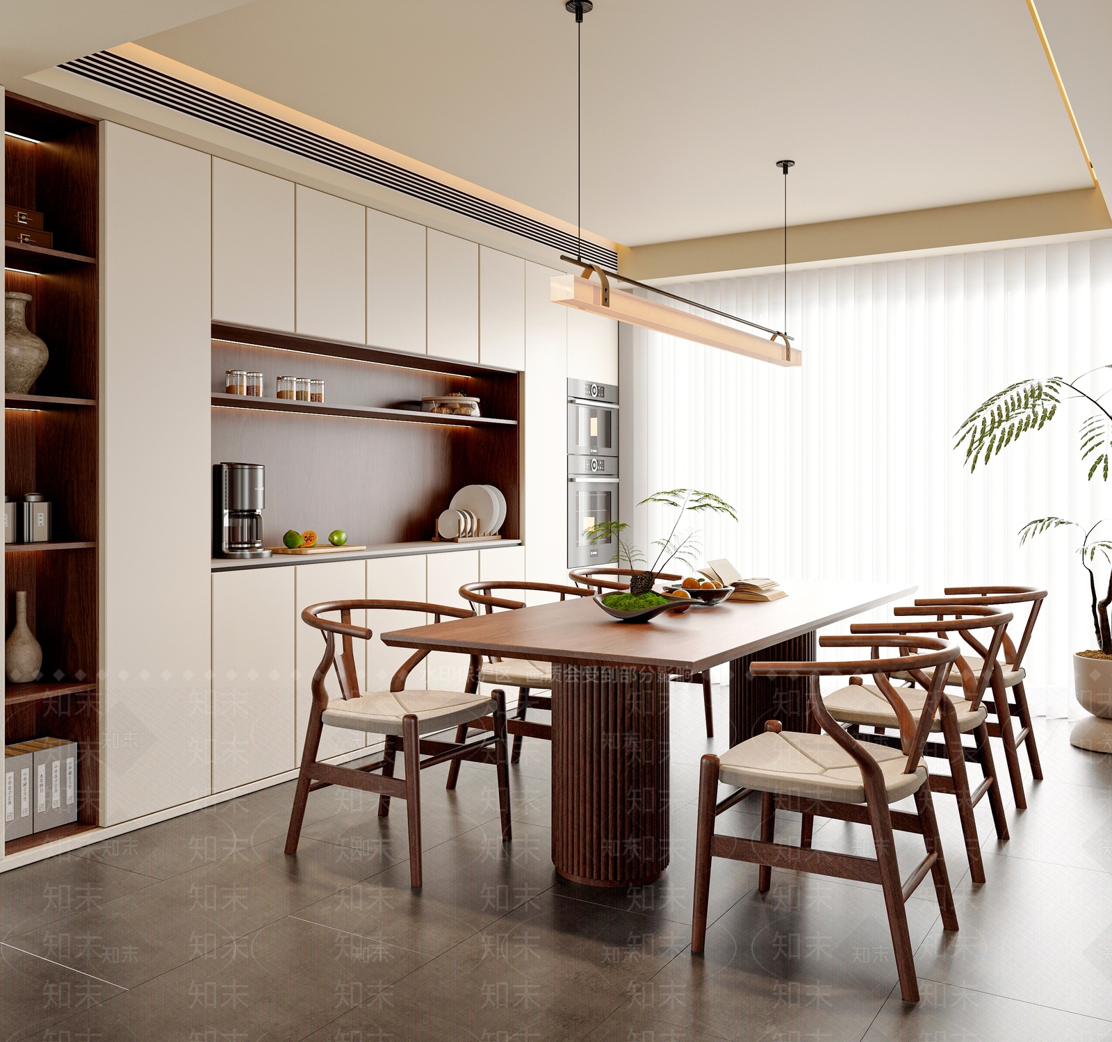 新中式家居餐厅3D模型下载【ID:1215049676】