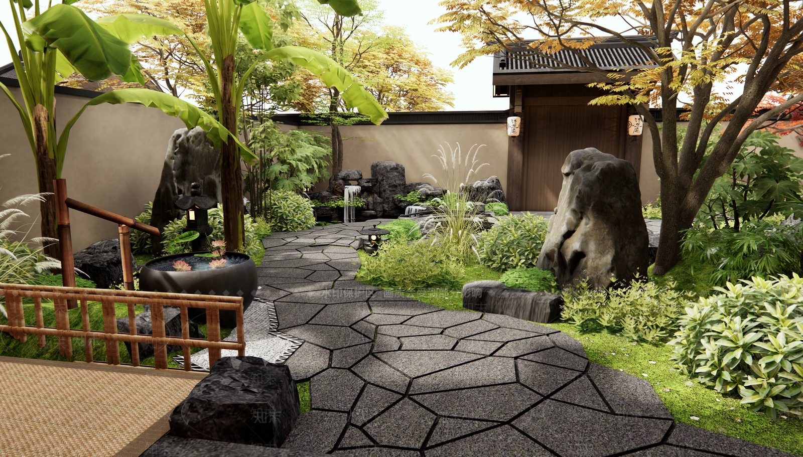 日式新中式庭院3D模型下载【ID:1187924129】