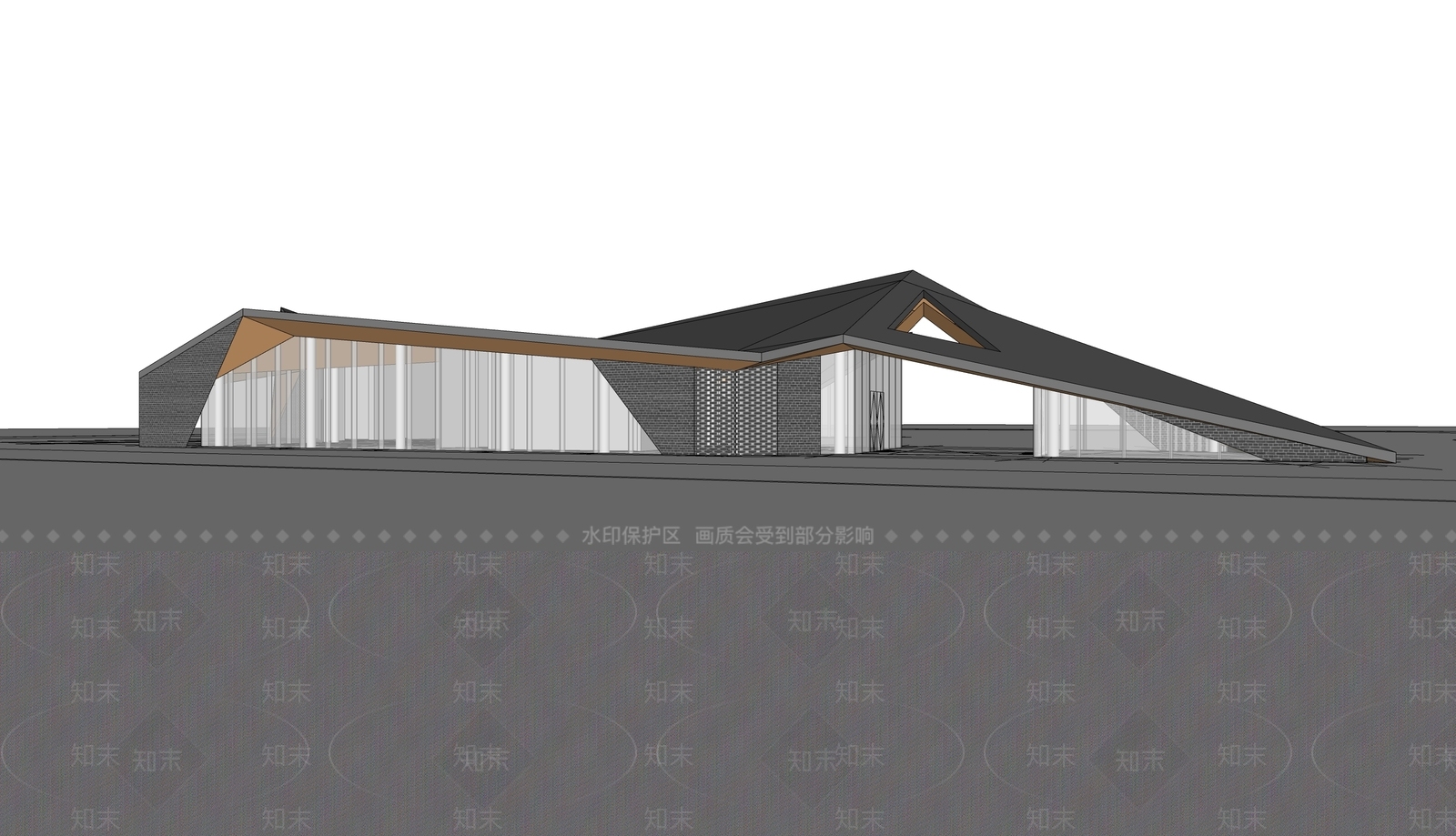 现代售楼处建筑SU模型下载【ID:1187924400】