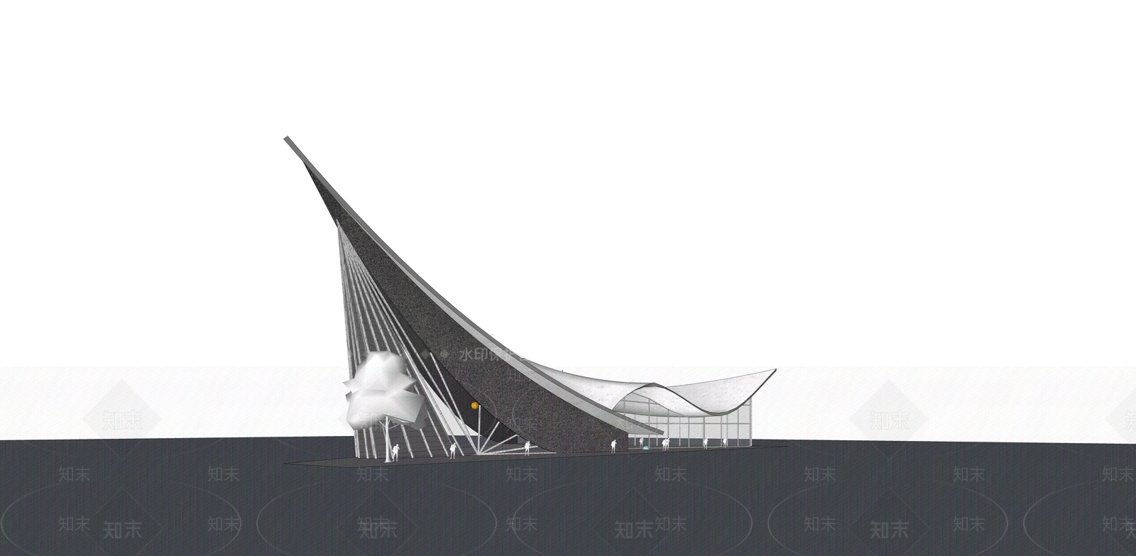 现代展览馆建筑SU模型下载【ID:1187926242】