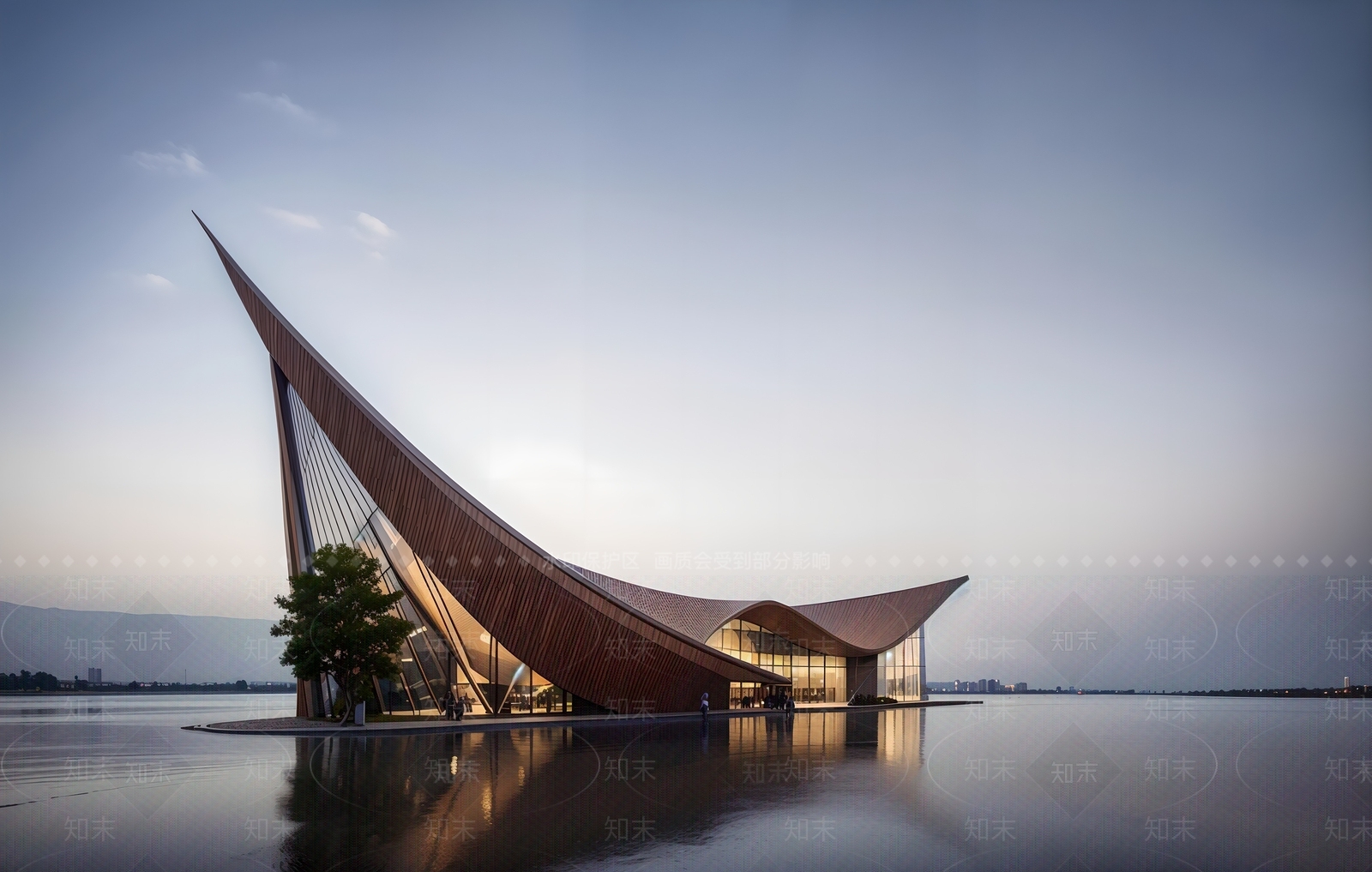 现代展览馆建筑SU模型下载【ID:1187926242】